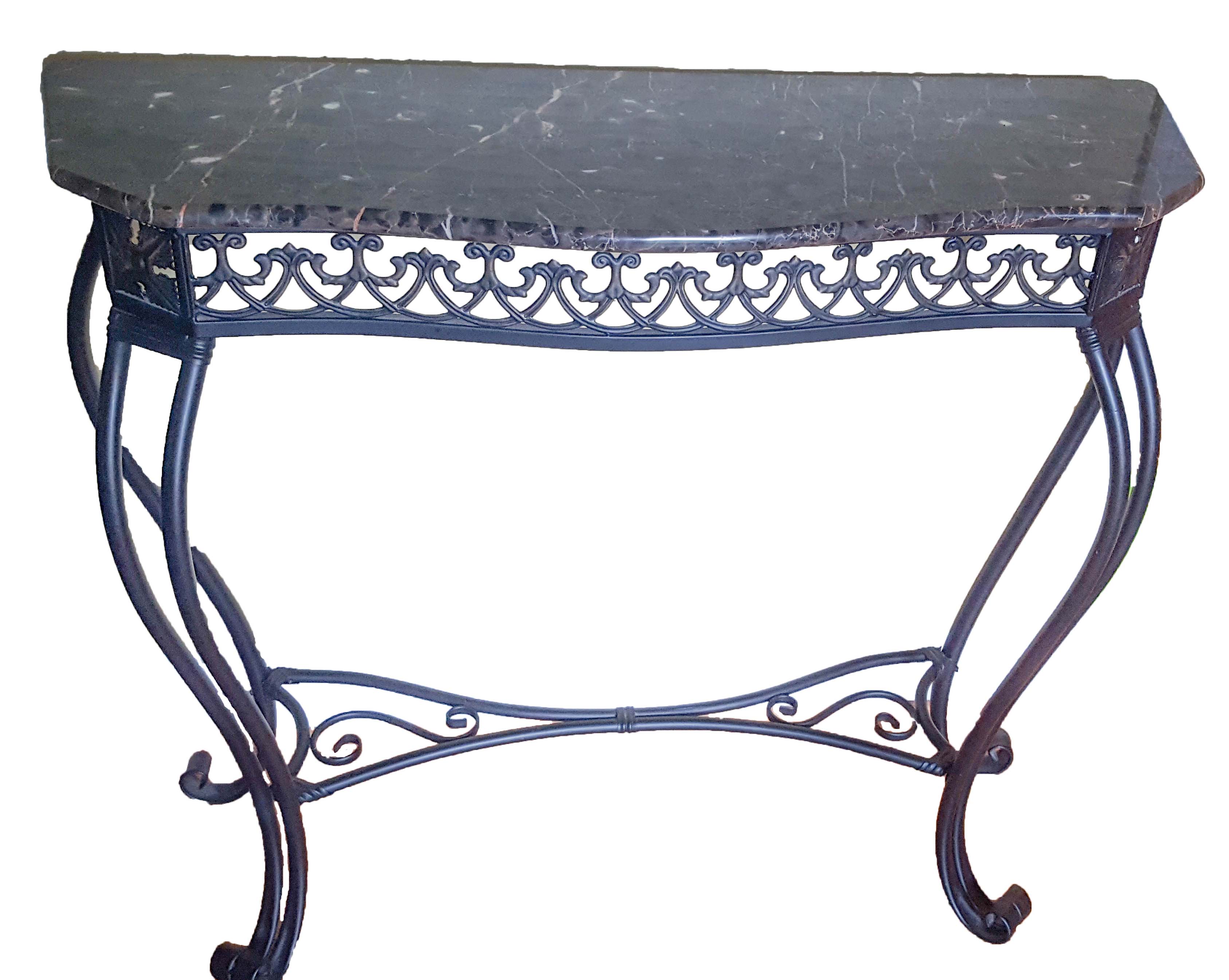 Black Marble Top Metal Console Table