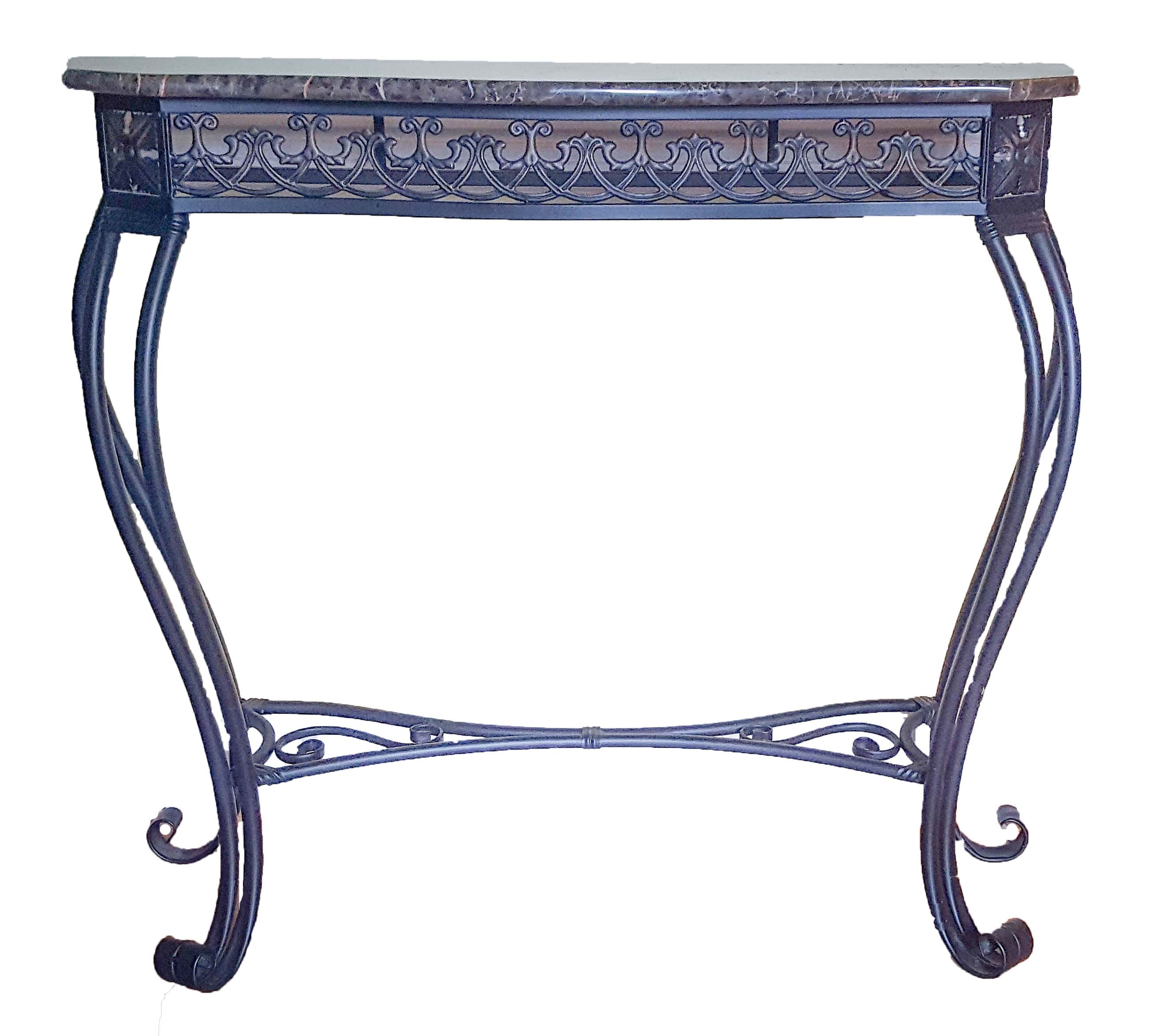 Black Marble Top Metal Console Table