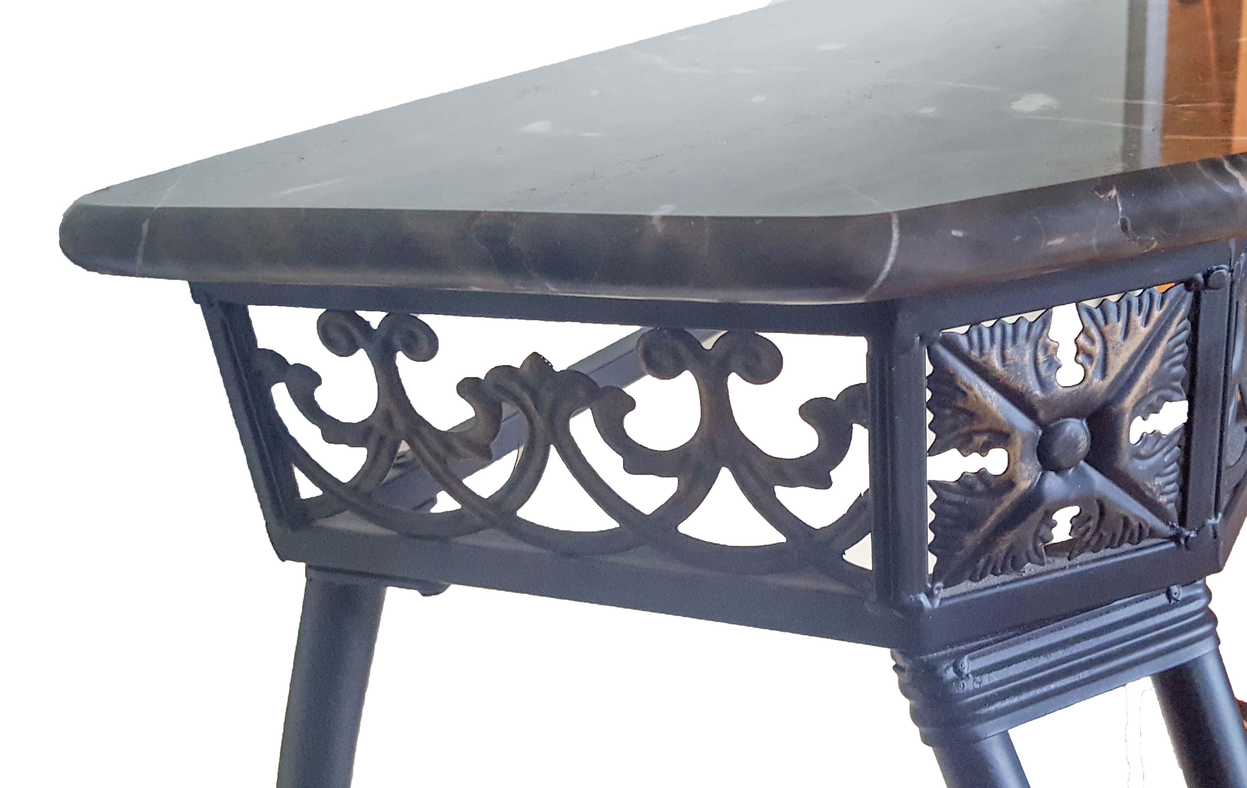 Black Marble Top Metal Console Table
