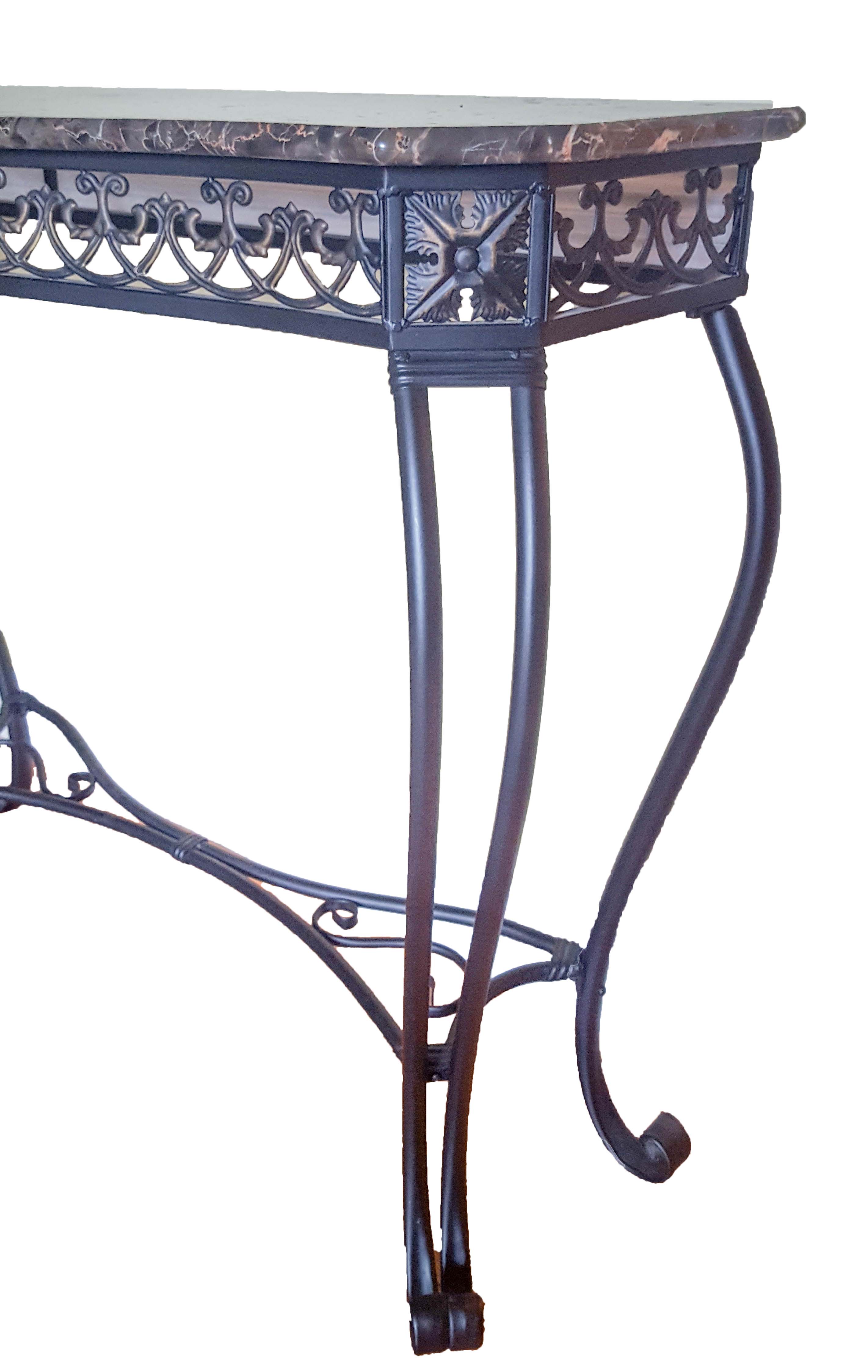 Black Marble Top Metal Console Table