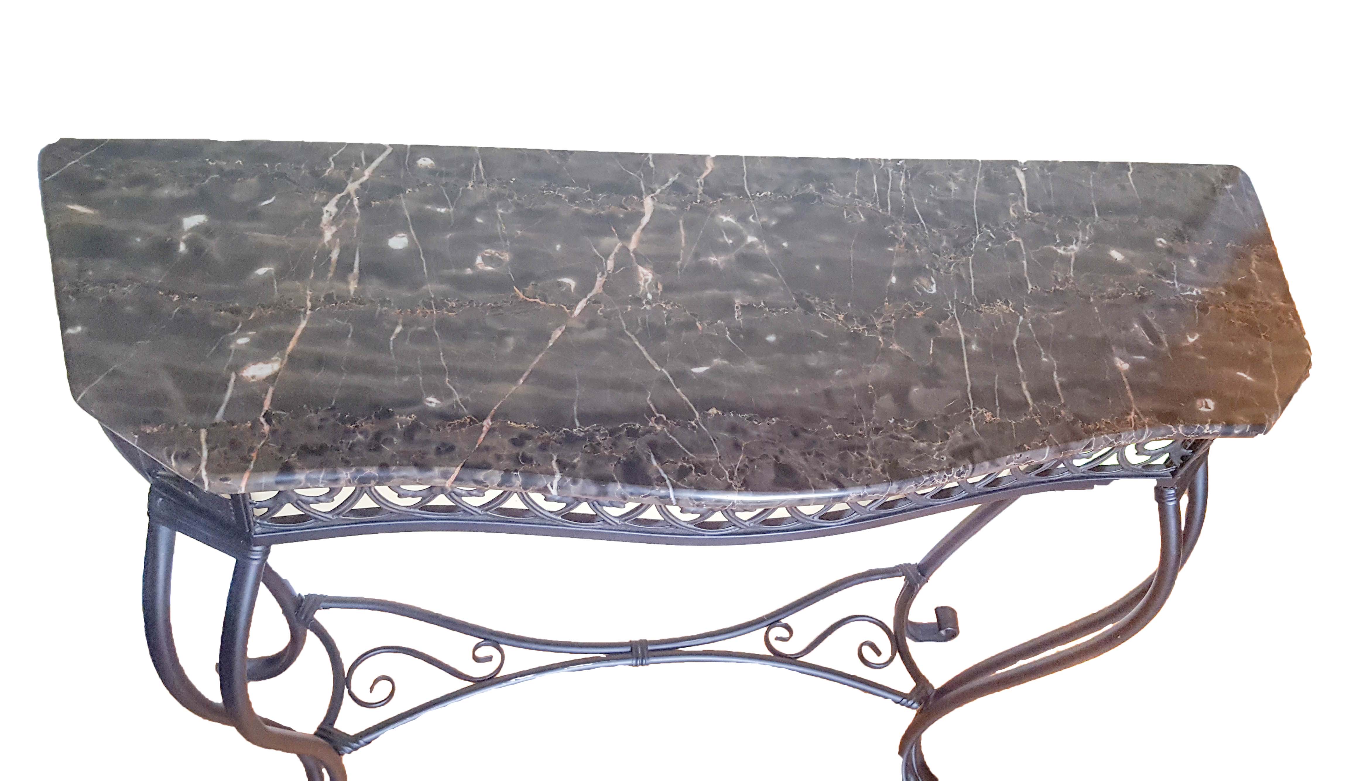 Black Marble Top Metal Console Table