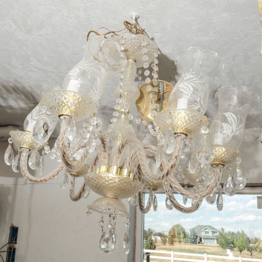 Ornate Vintage Glass Chandelier