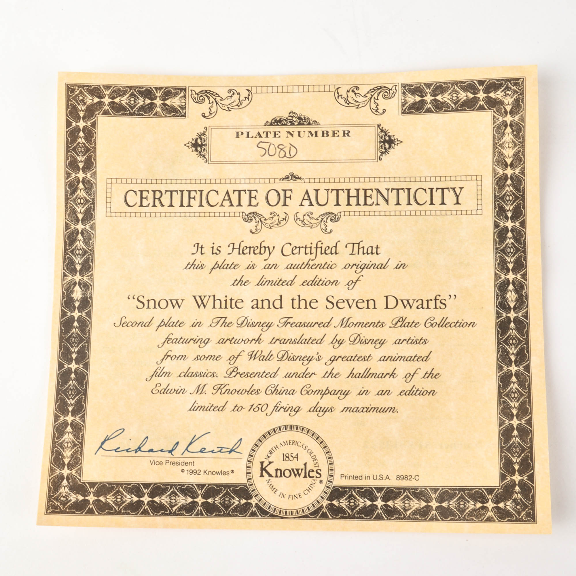 Five Limited Edition Collectible Disney Plates