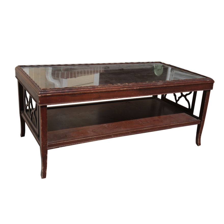 Vintage Glass Topped Coffee Table