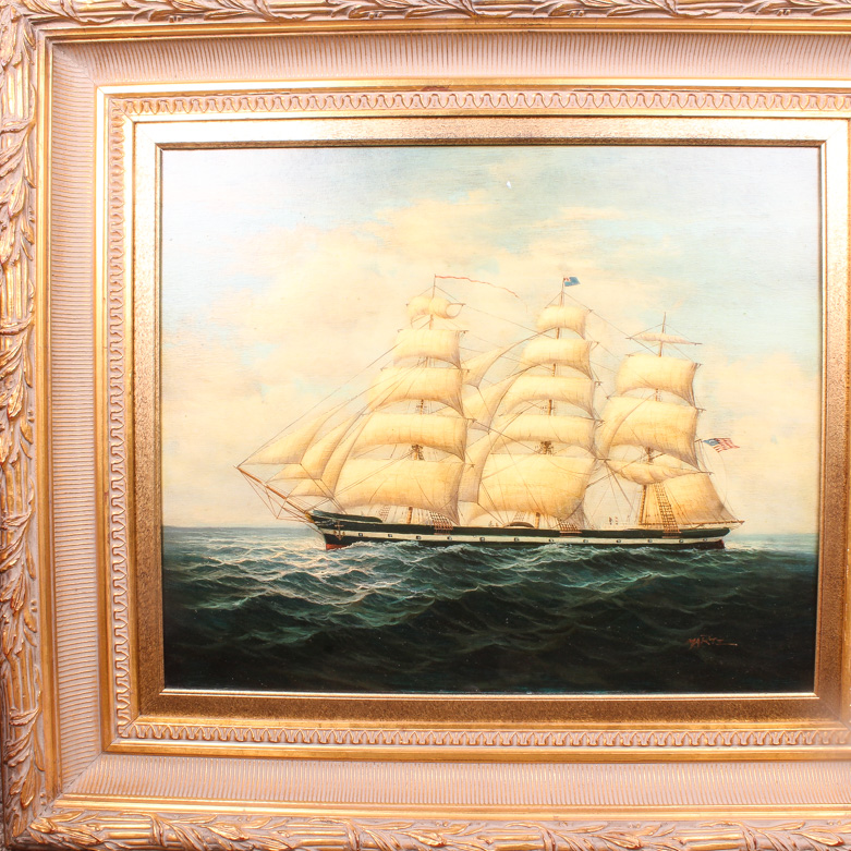 Martz Oil Painting on Canvas of Clipper Ship