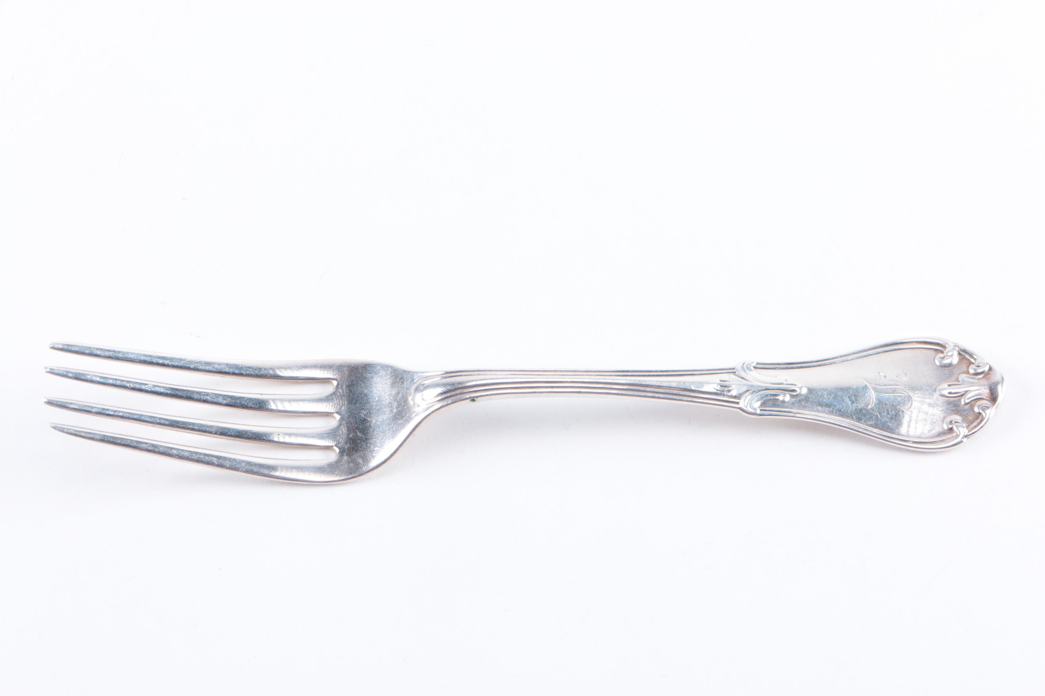 19th Century C.A.W. Crosby Coin Silver Flatware with F&H Spoon