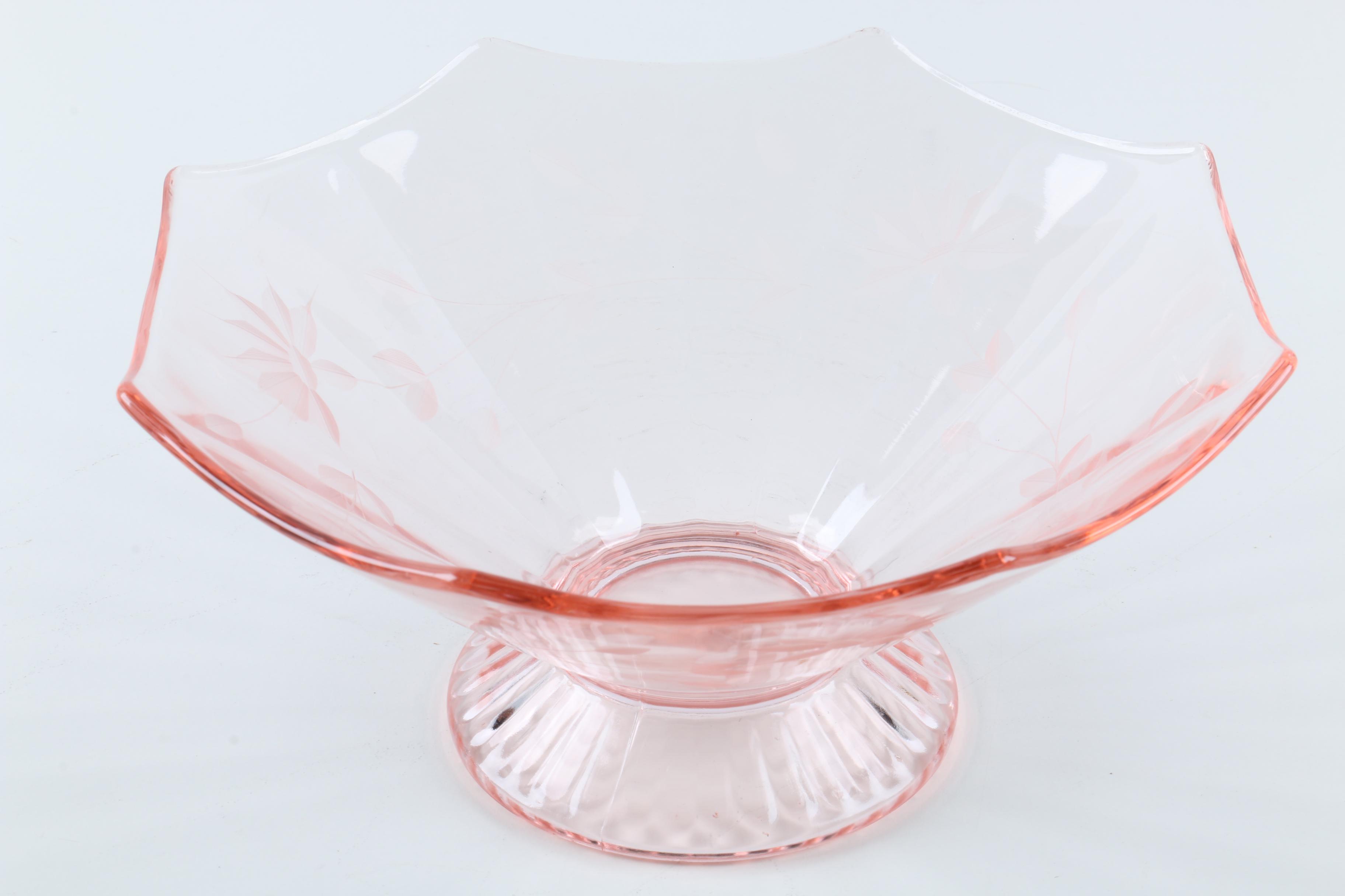 Stoneware Serving Plates with Chas Field Haviland and Rose Pink Footed Bowl