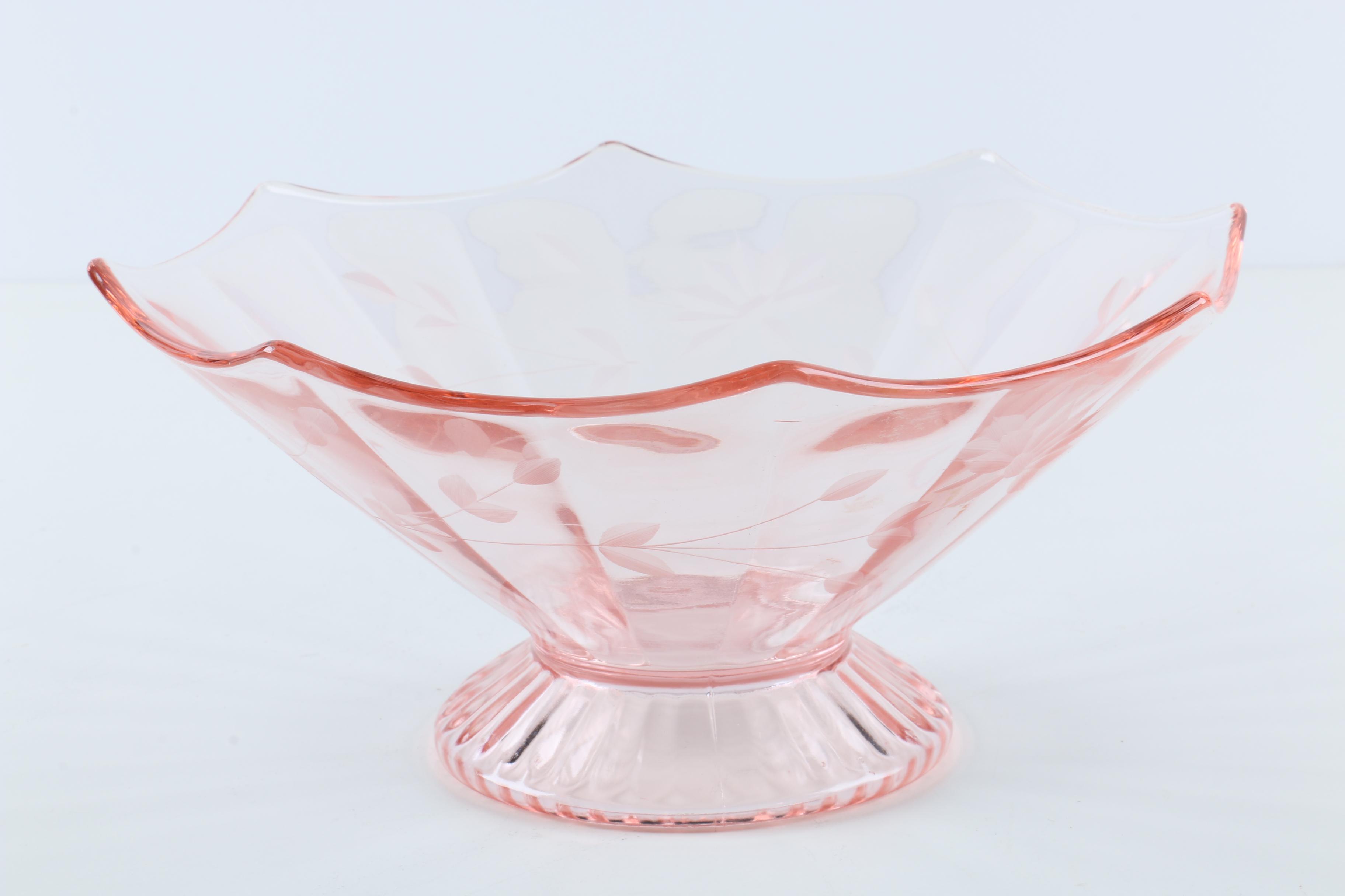 Stoneware Serving Plates with Chas Field Haviland and Rose Pink Footed Bowl