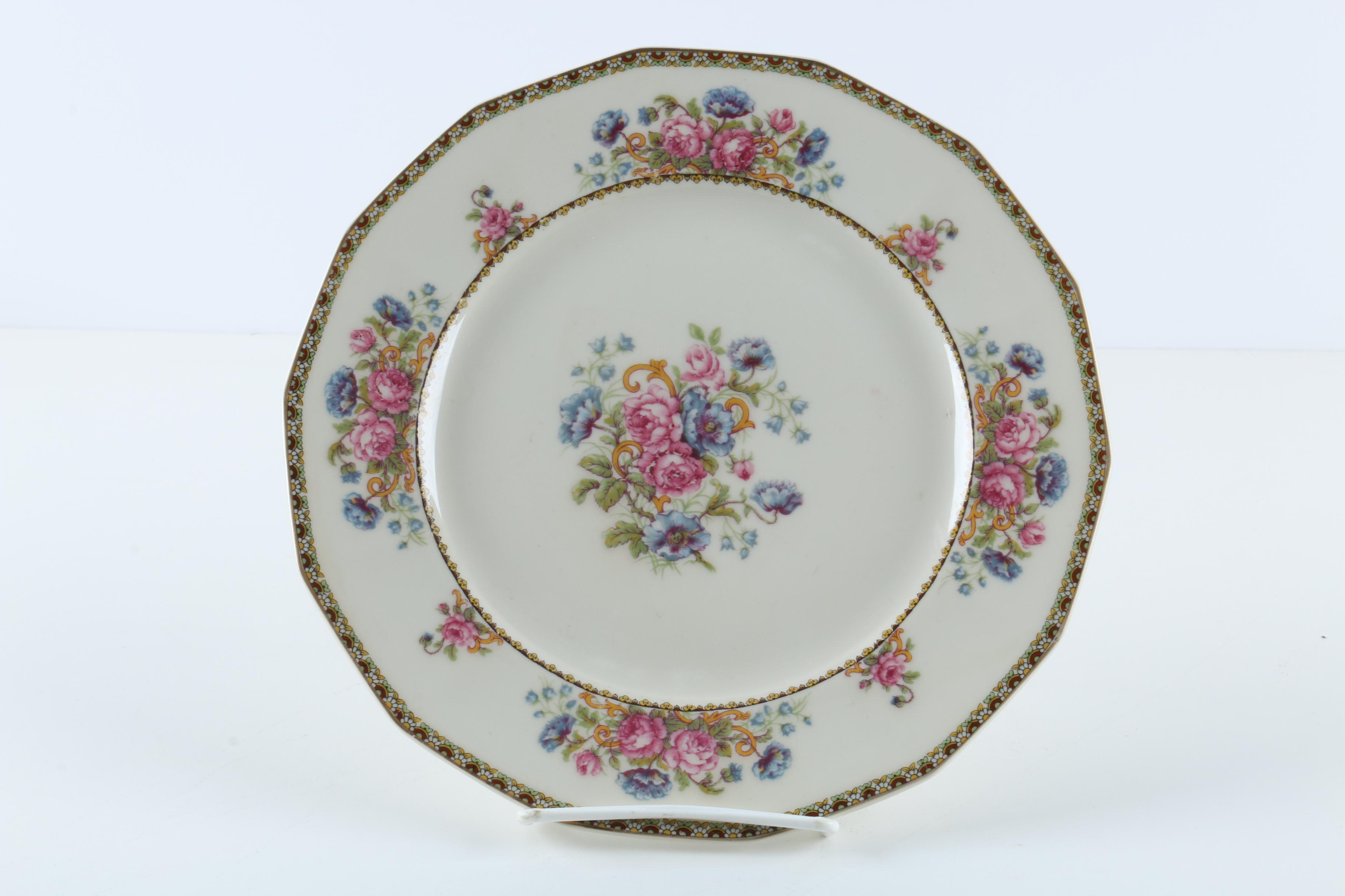 Stoneware Serving Plates with Chas Field Haviland and Rose Pink Footed Bowl