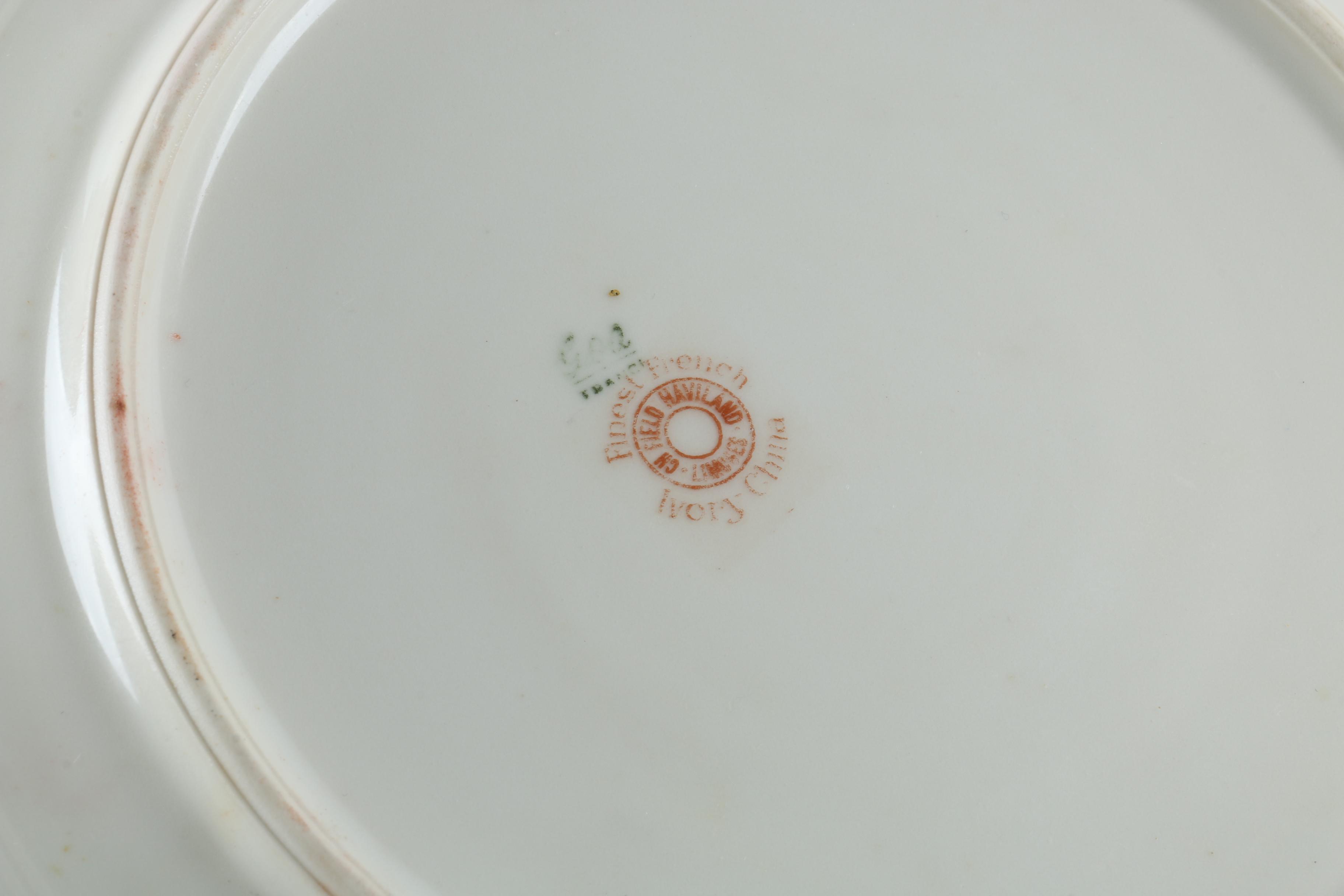 Stoneware Serving Plates with Chas Field Haviland and Rose Pink Footed Bowl