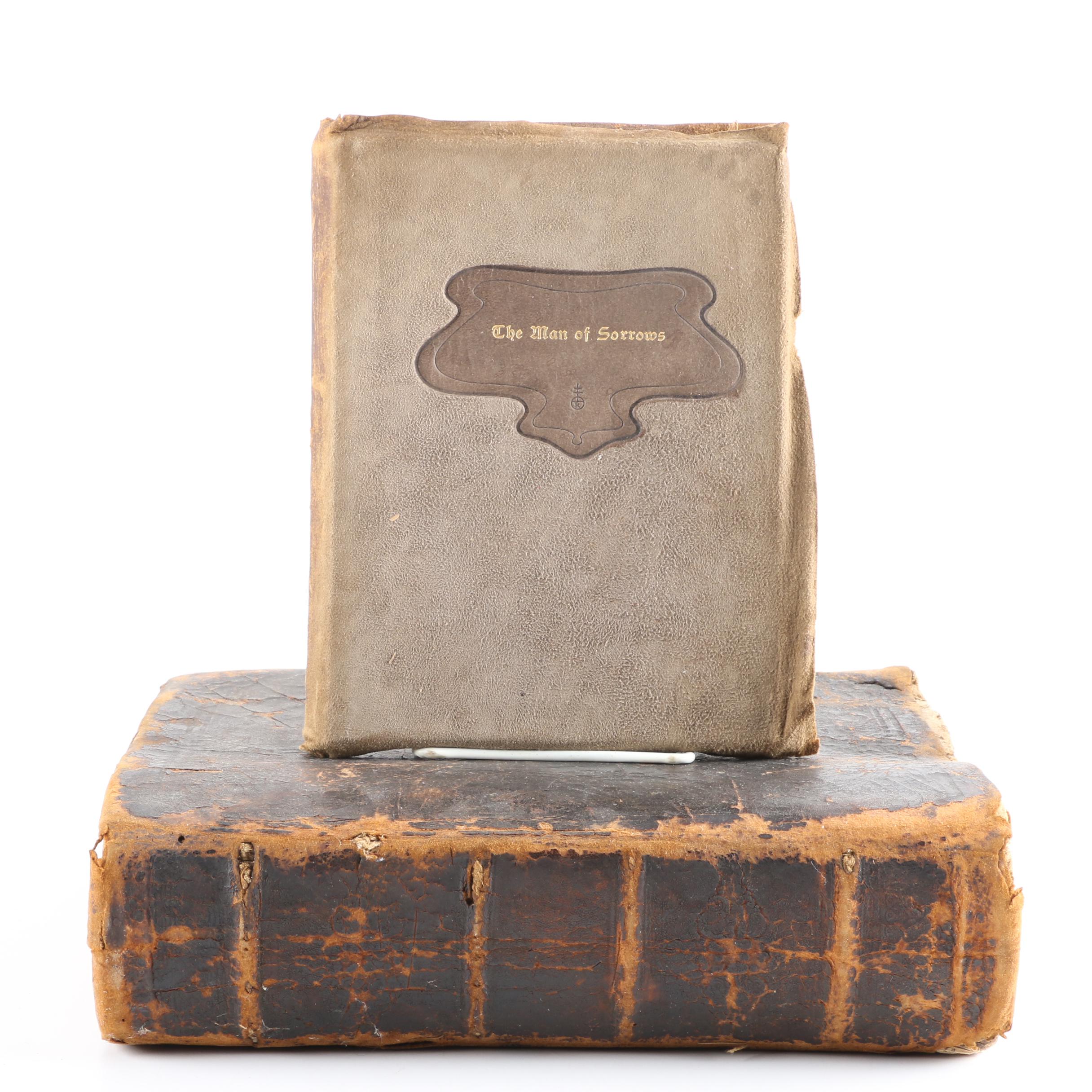 Antique Bible and "The Man of Sorrows" Printed by the Roycrofters