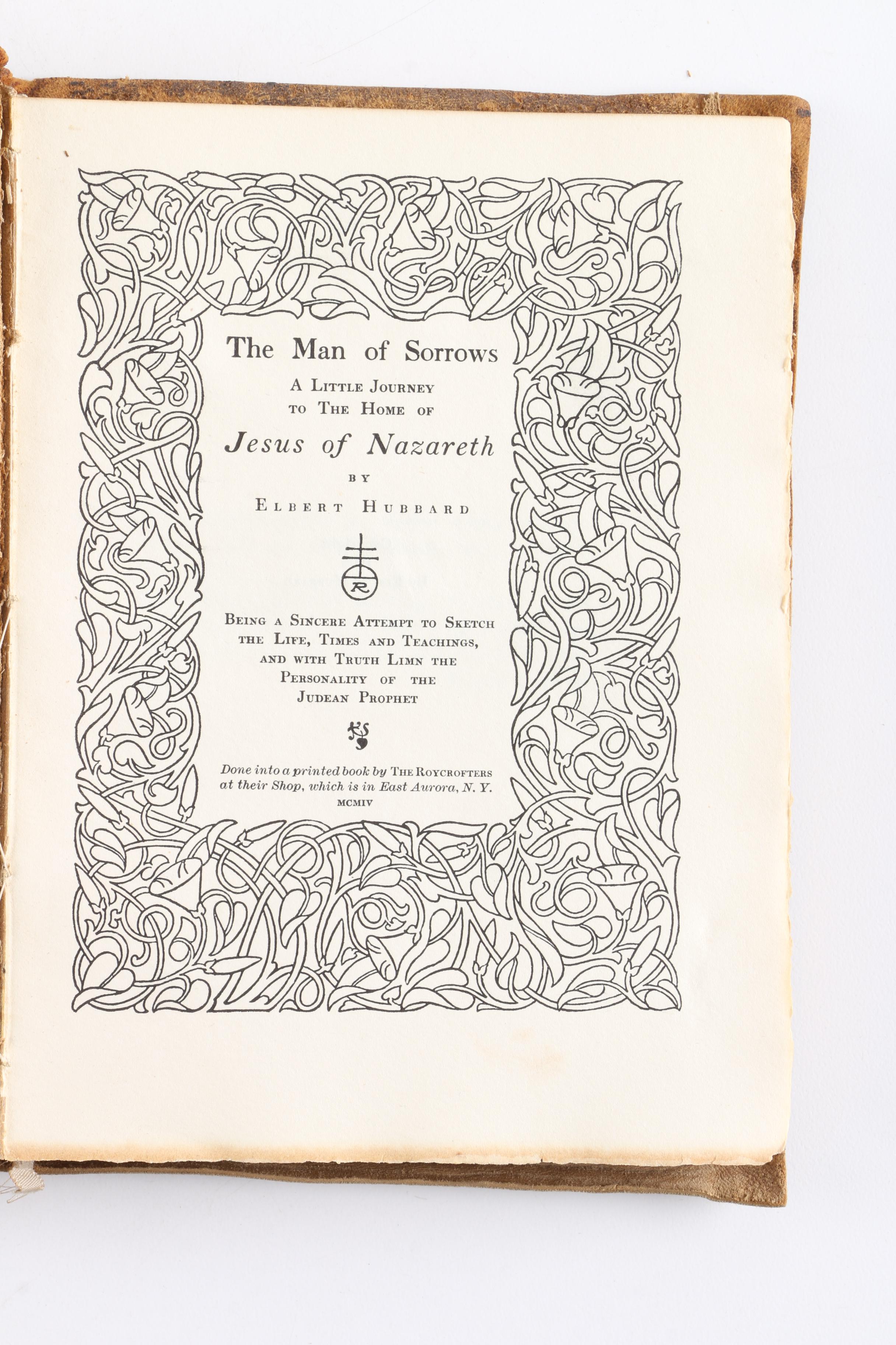 Antique Bible and "The Man of Sorrows" Printed by the Roycrofters