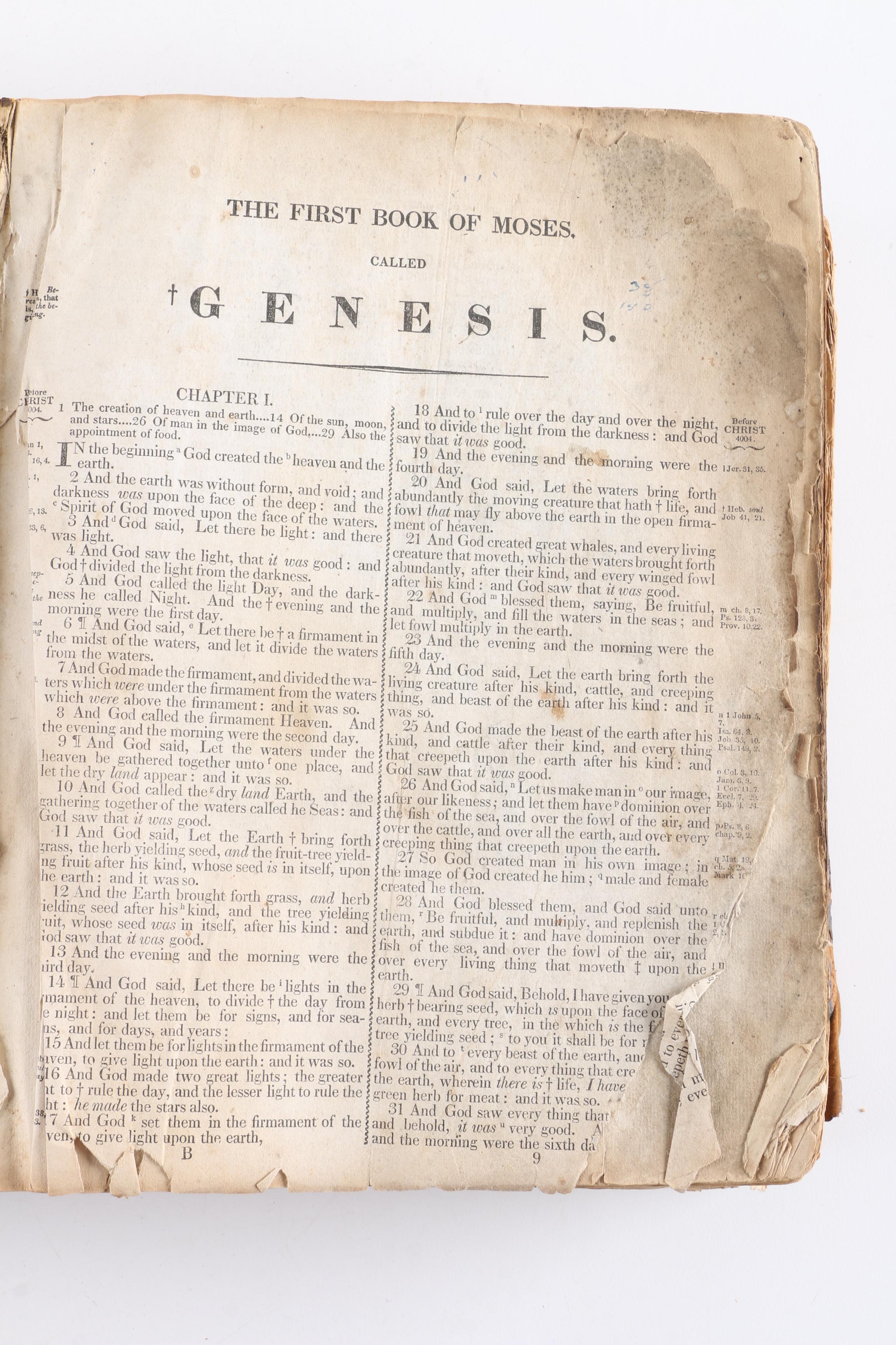 Antique Bible and "The Man of Sorrows" Printed by the Roycrofters