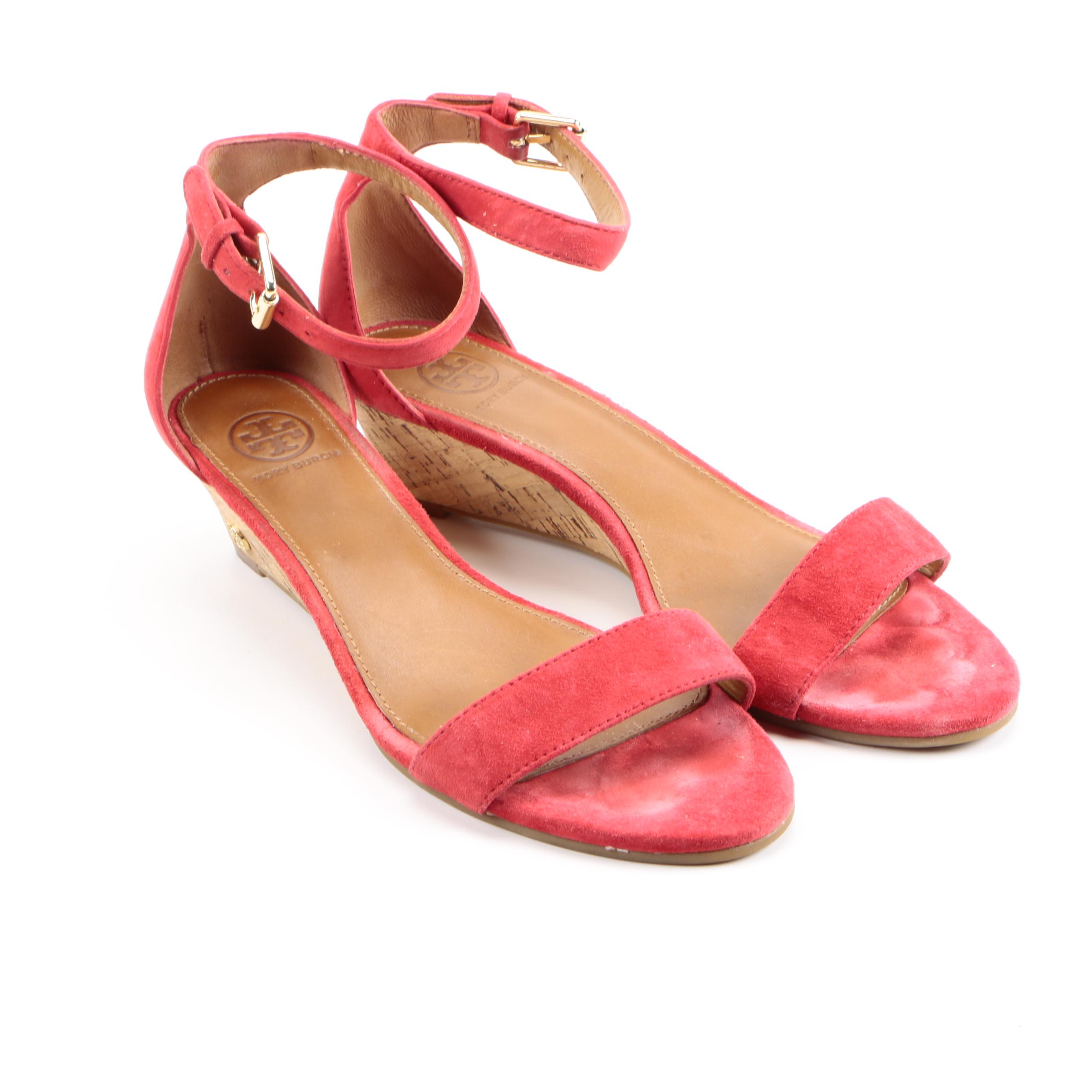 Tory Burch Suede Wedge Sandals