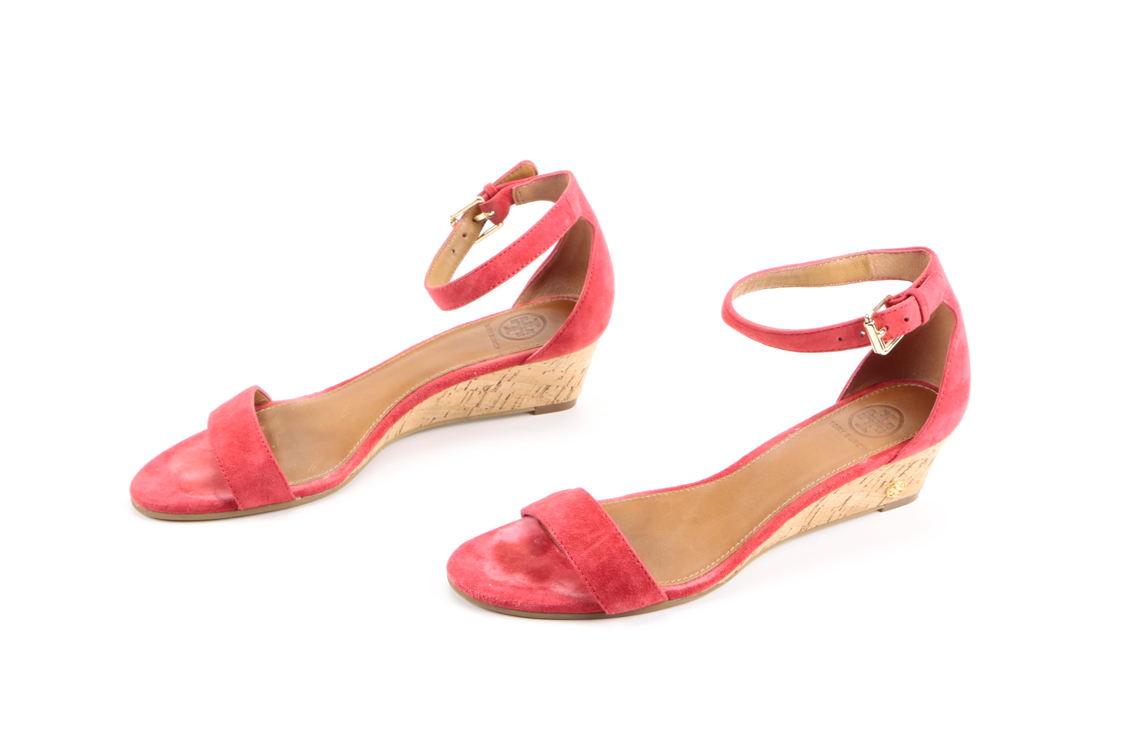 Tory Burch Suede Wedge Sandals