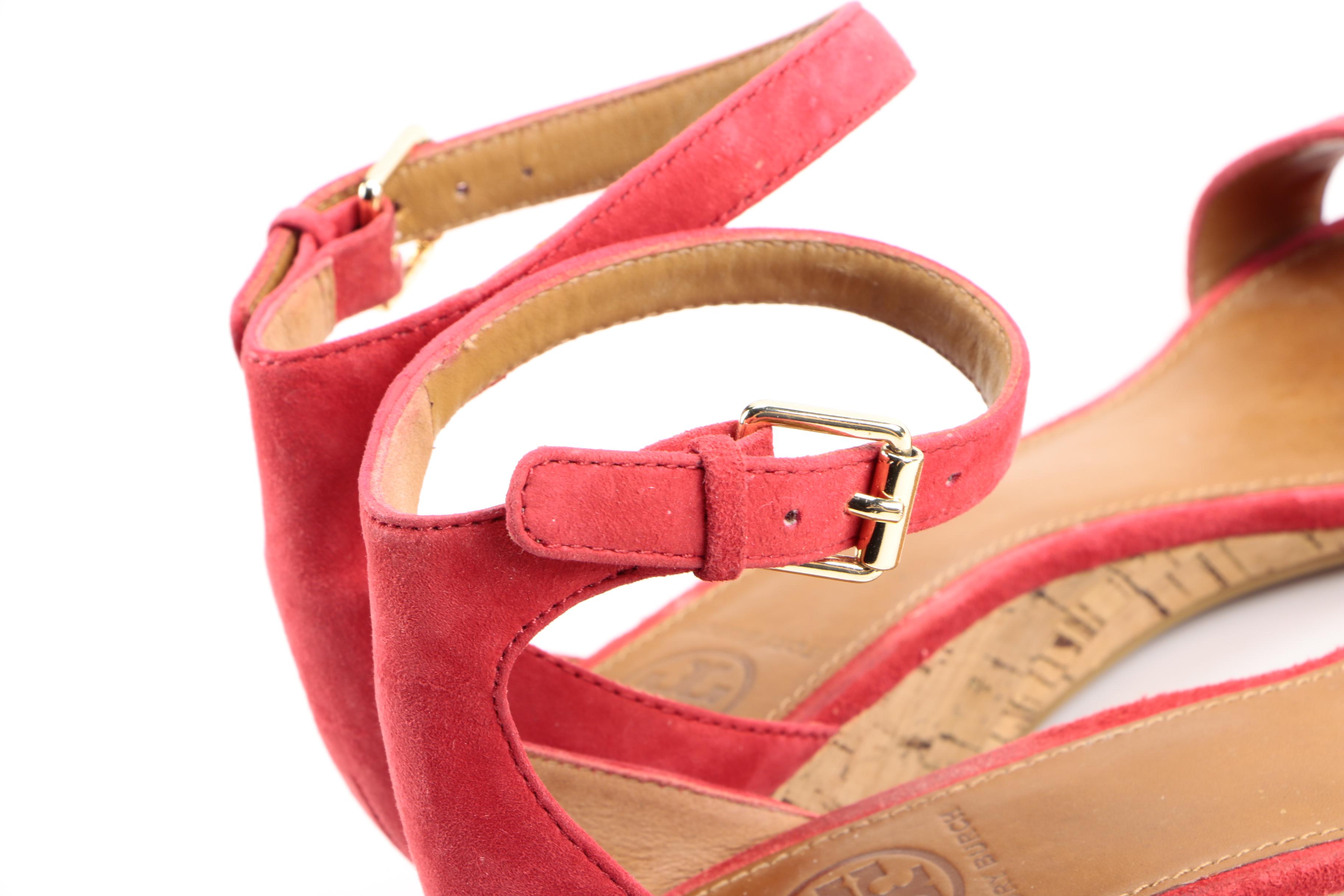 Tory Burch Suede Wedge Sandals