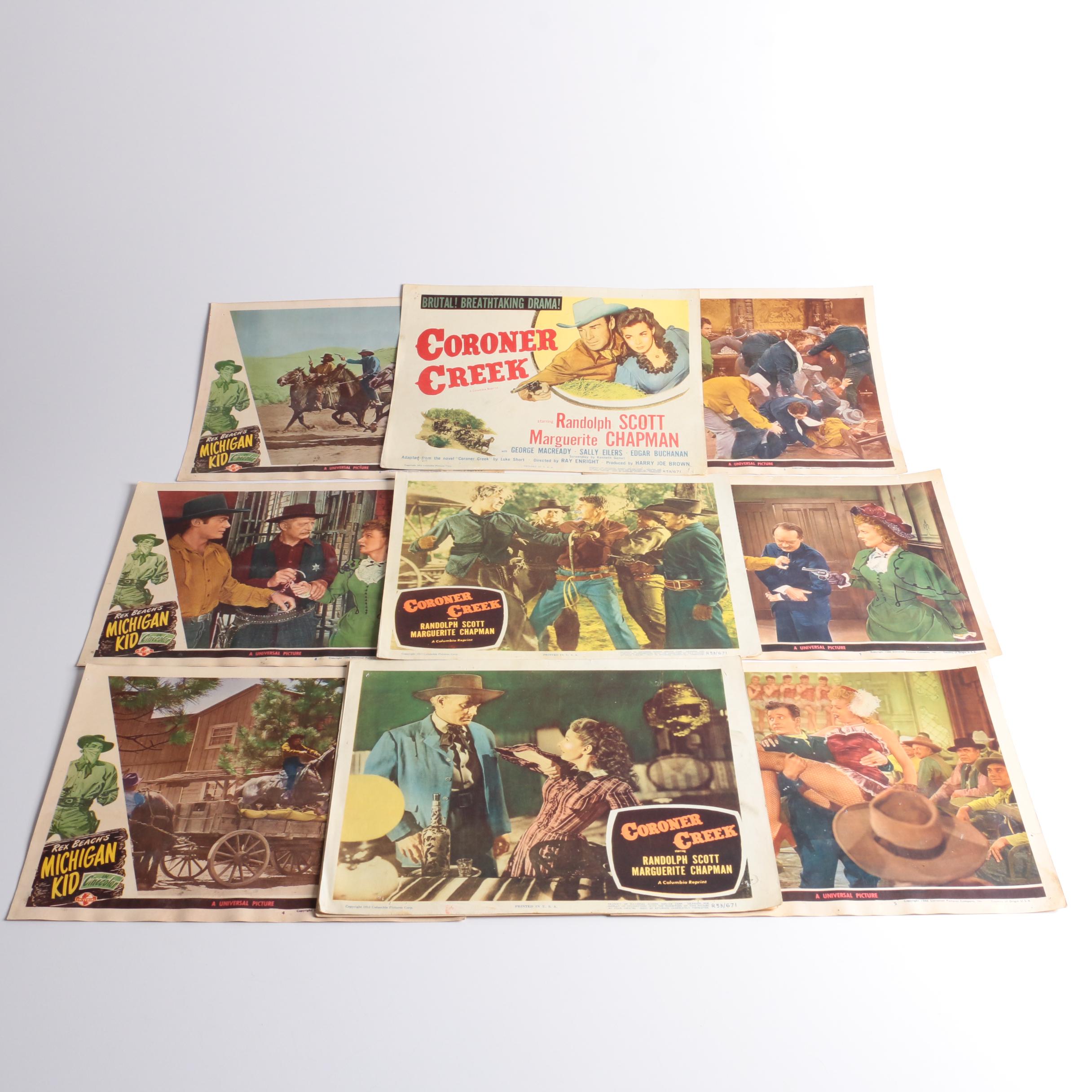 Vintage "Coroner Creek" and "Michigan Kid" Feature Film Lobby Cards