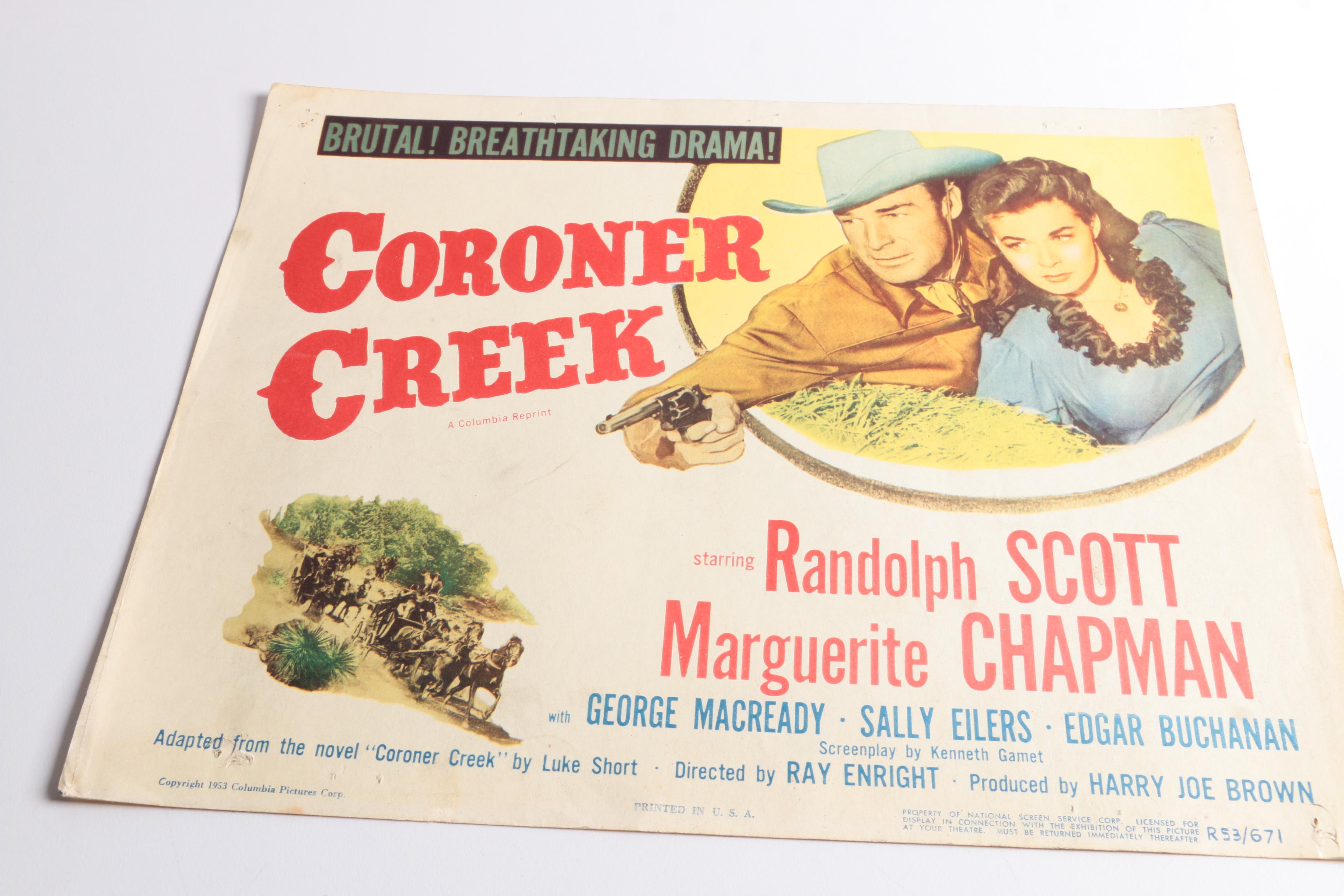 Vintage "Coroner Creek" and "Michigan Kid" Feature Film Lobby Cards