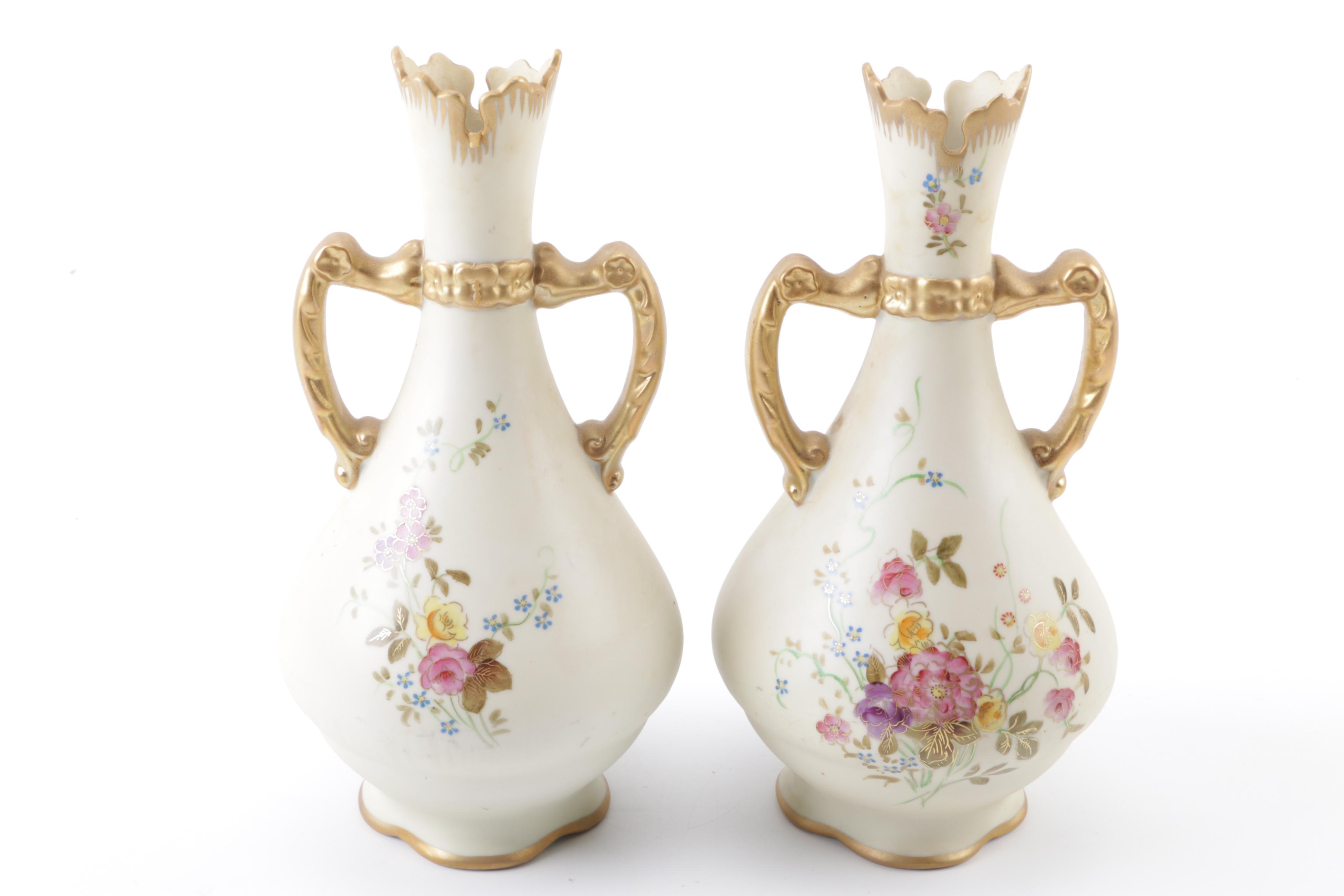 Vintage Hand Painted Porcelain Vases