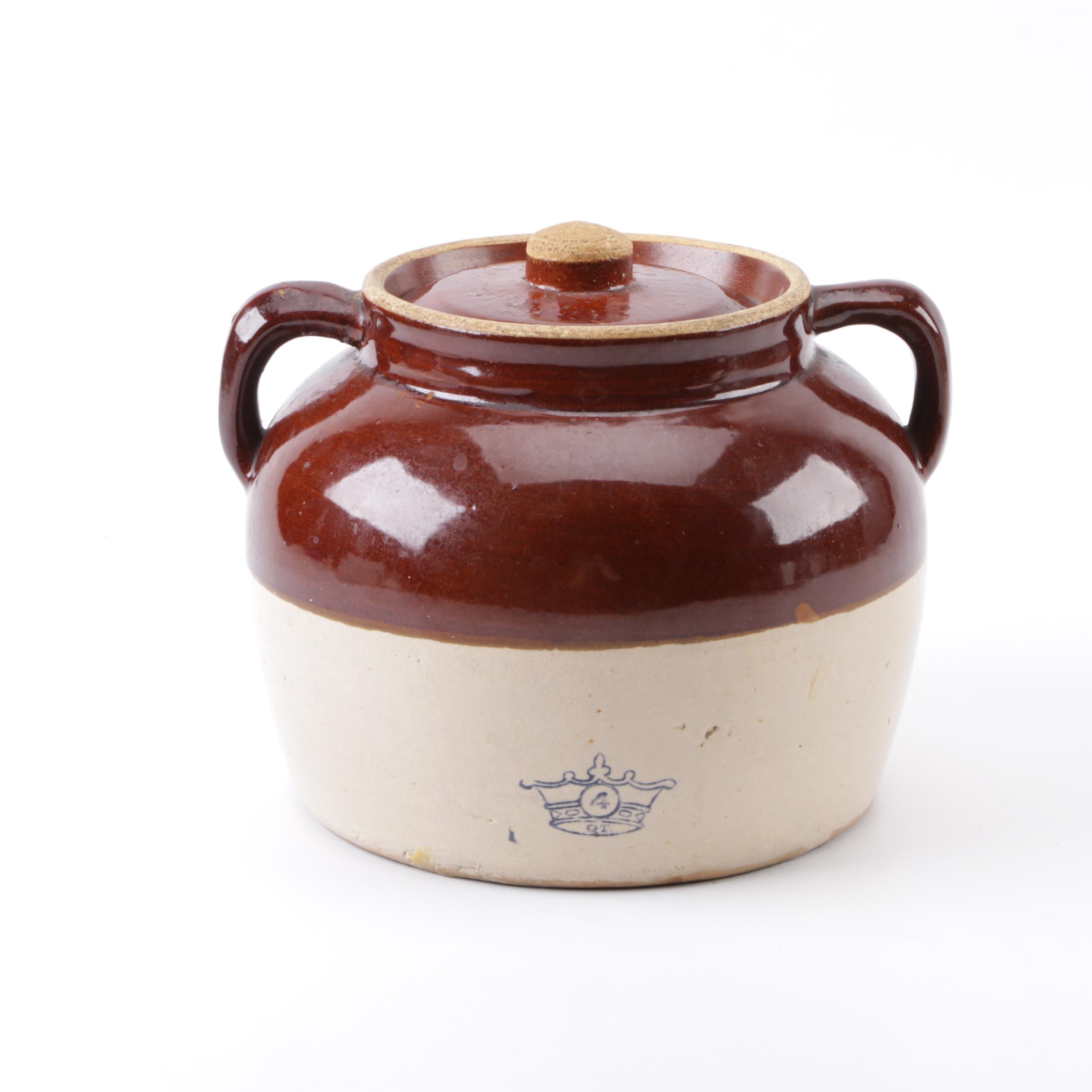 Vintage Robinson Ransbottom Stoneware Bean Pot