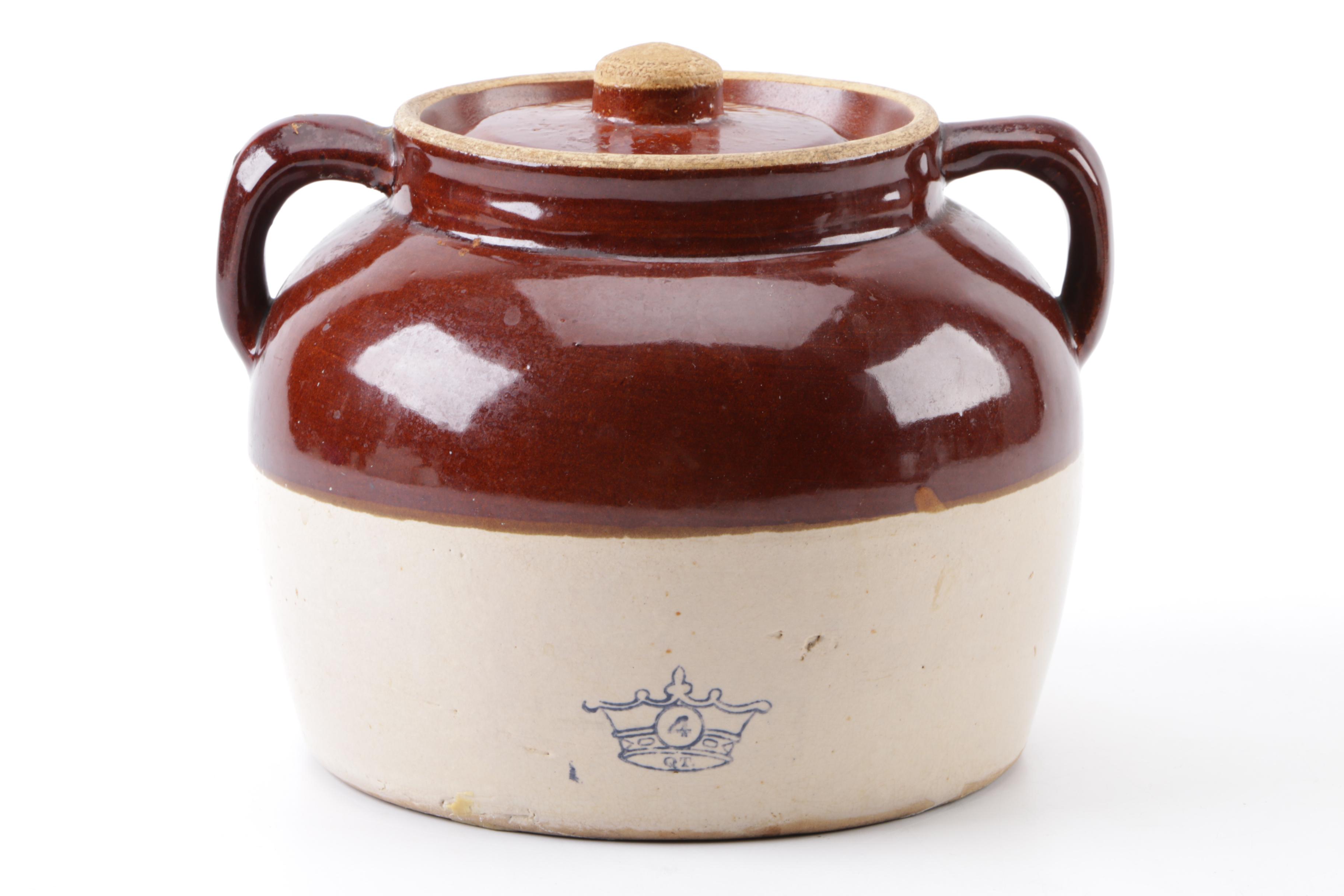Vintage Robinson Ransbottom Stoneware Bean Pot