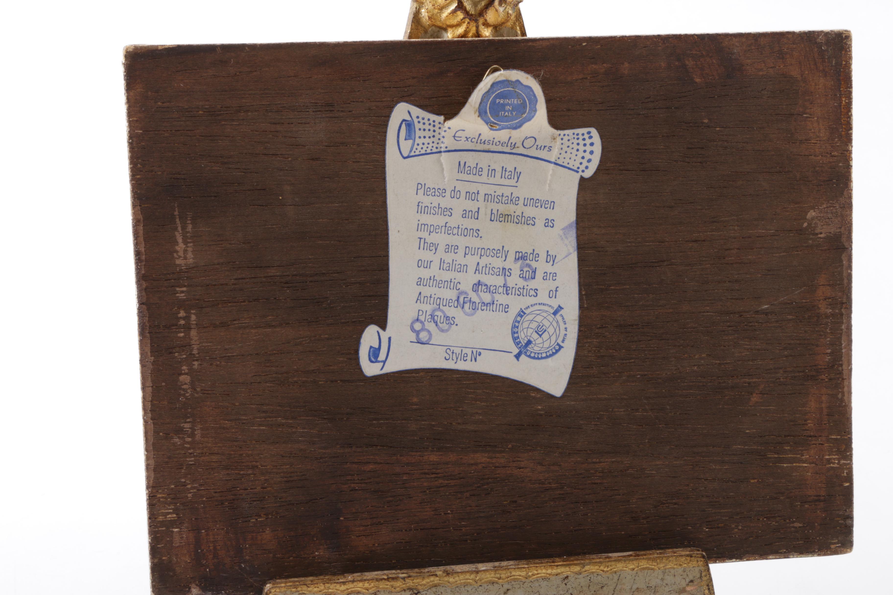 Three Vintage Reproduction Prints on Wooden "Antiqued Florentine Plaques"