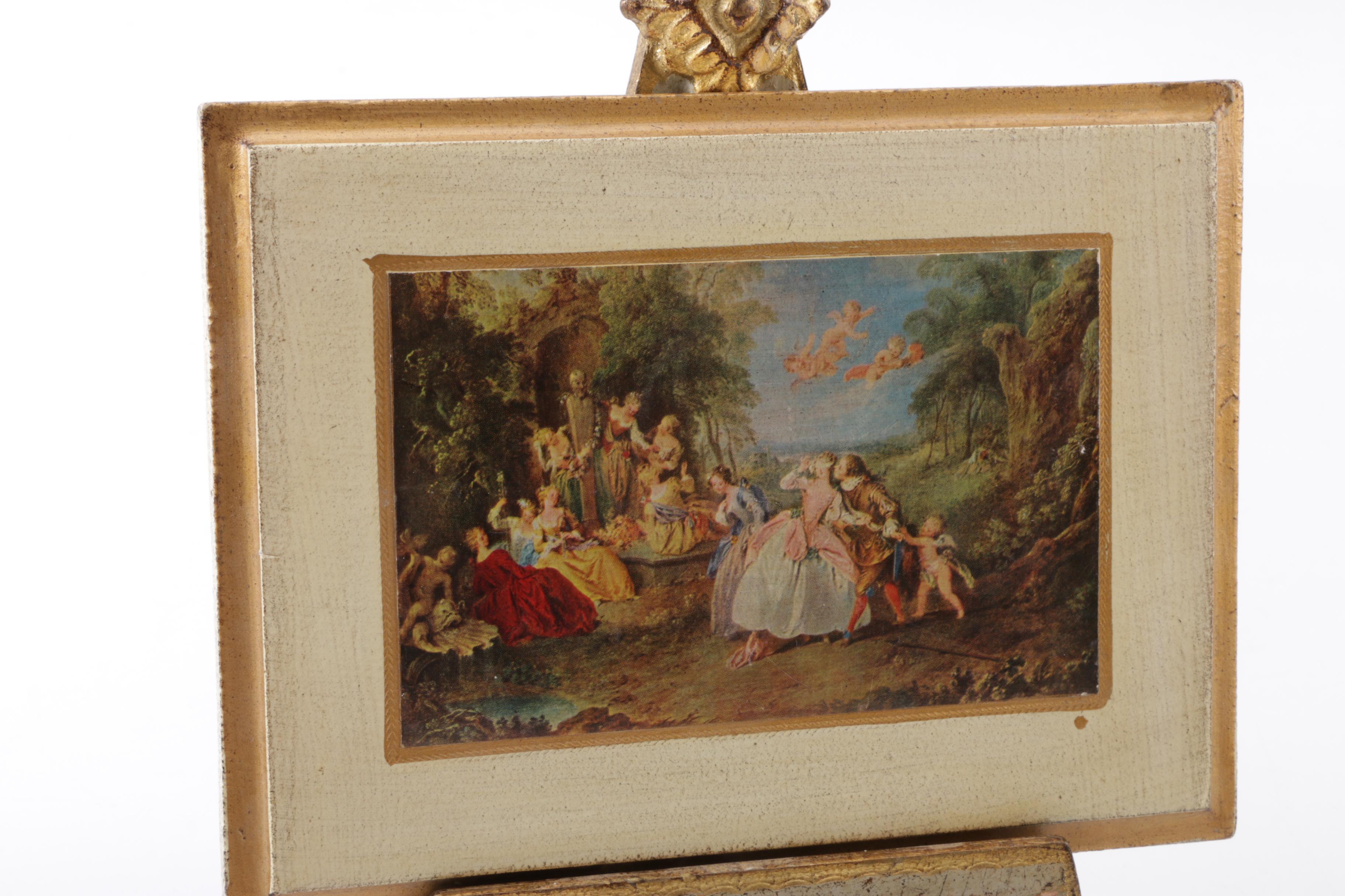 Three Vintage Reproduction Prints on Wooden "Antiqued Florentine Plaques"