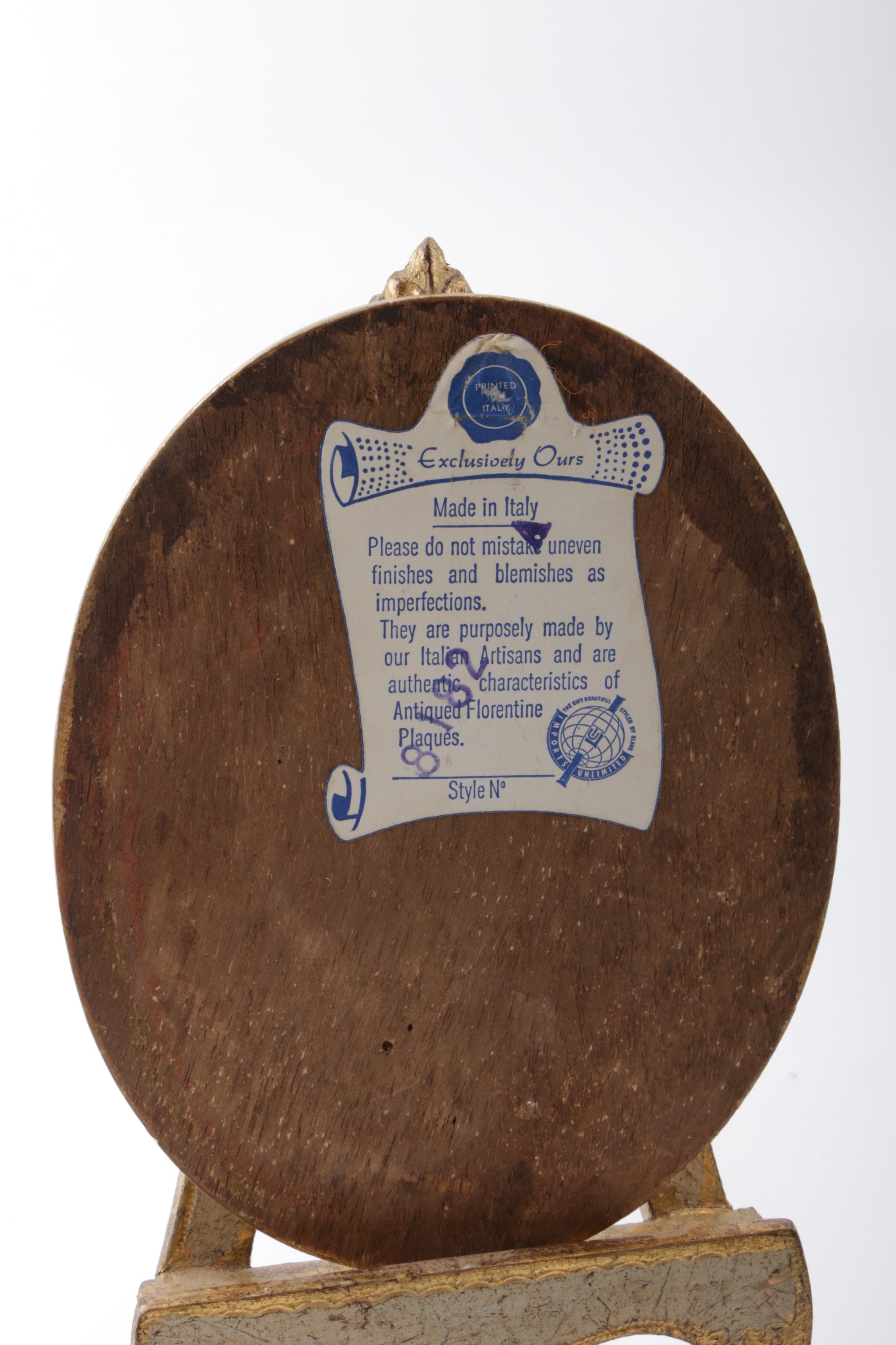 Three Vintage Reproduction Prints on Wooden "Antiqued Florentine Plaques"