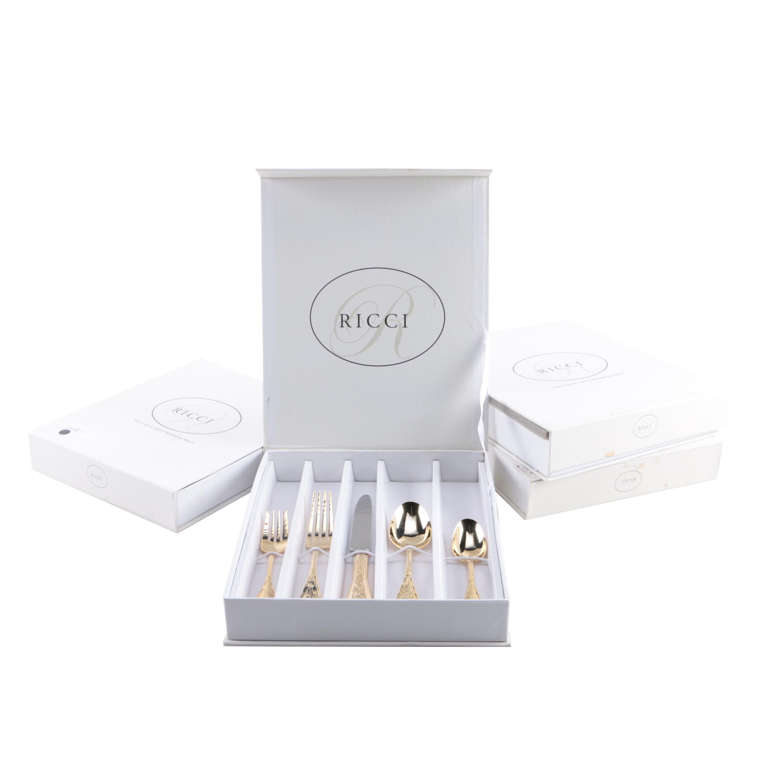 Ricci Gold Tone "Japanese Bird" Stainless Steel Flatware