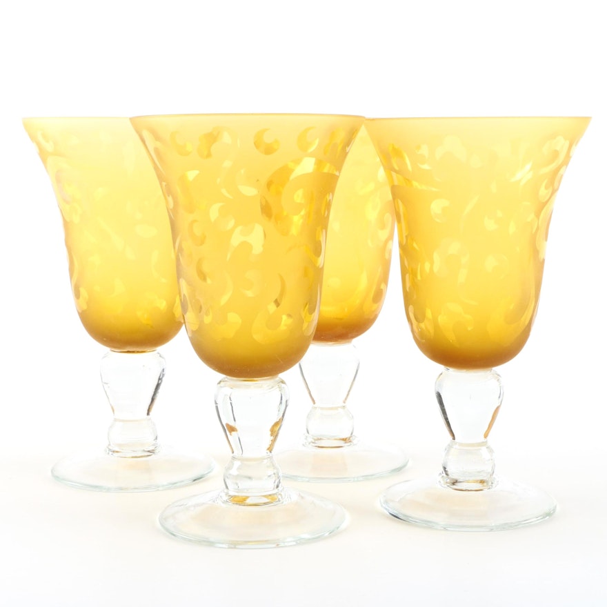 Yellow Patterned Water Goblets