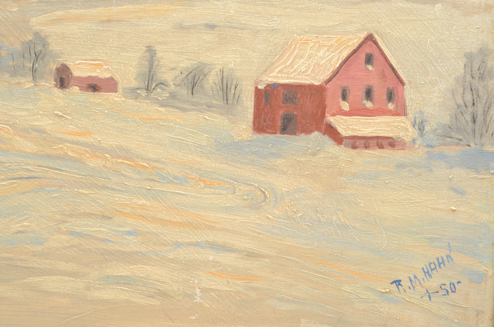 R.M. Hahn Oil Painting of a Winter Landscape