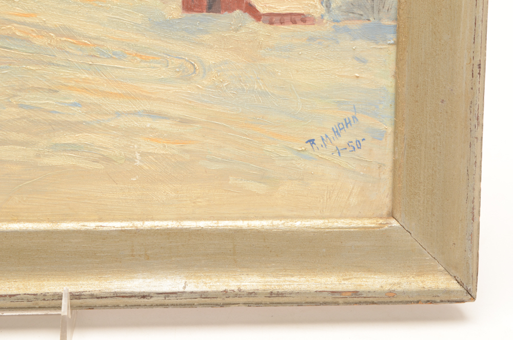 R.M. Hahn Oil Painting of a Winter Landscape