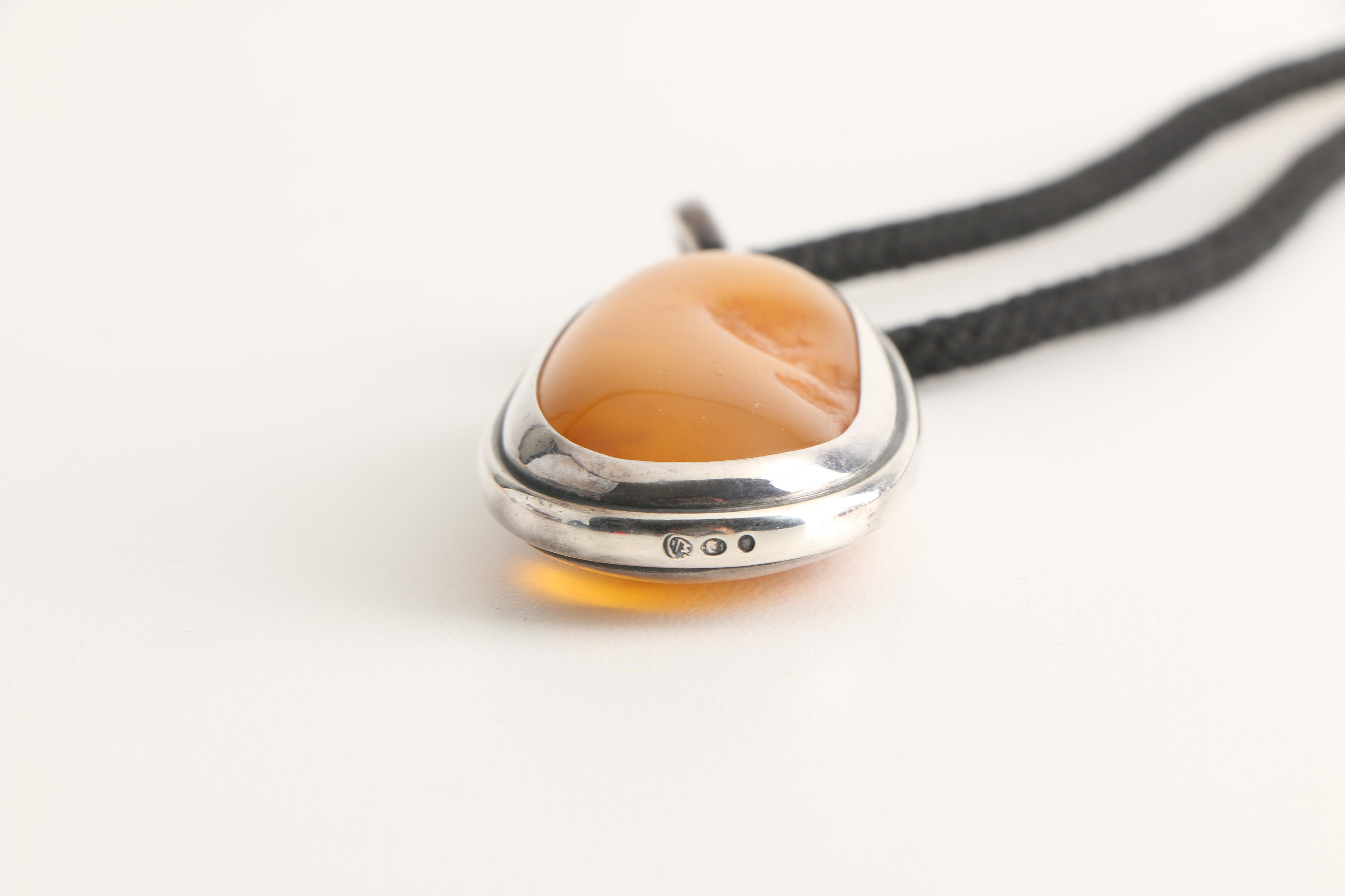 900 Silver Handmade Amber Necklace