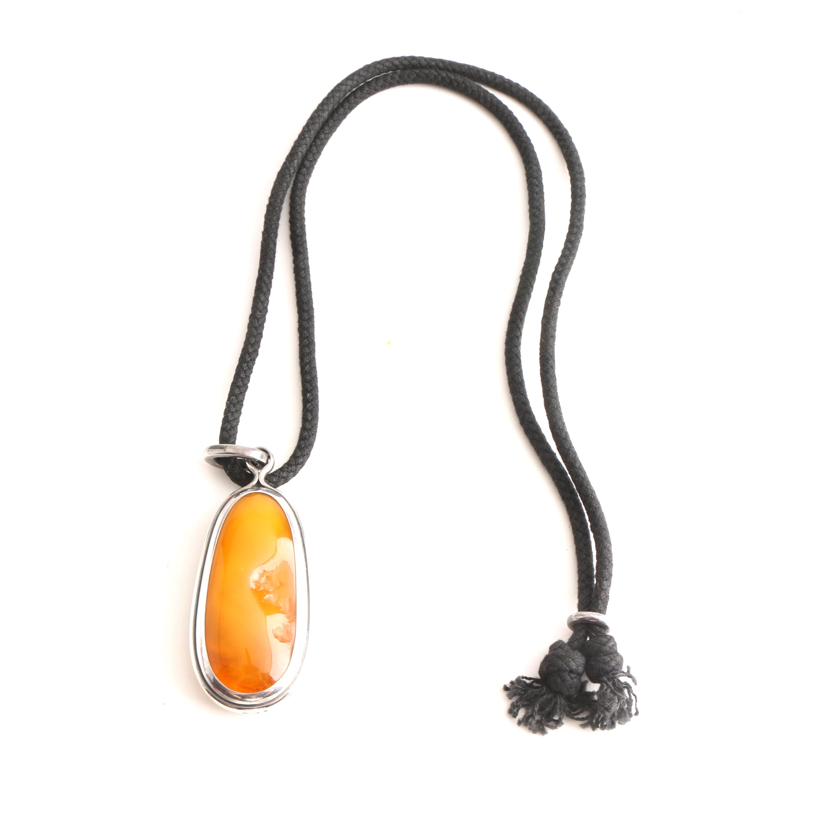 900 Silver Handmade Amber Necklace