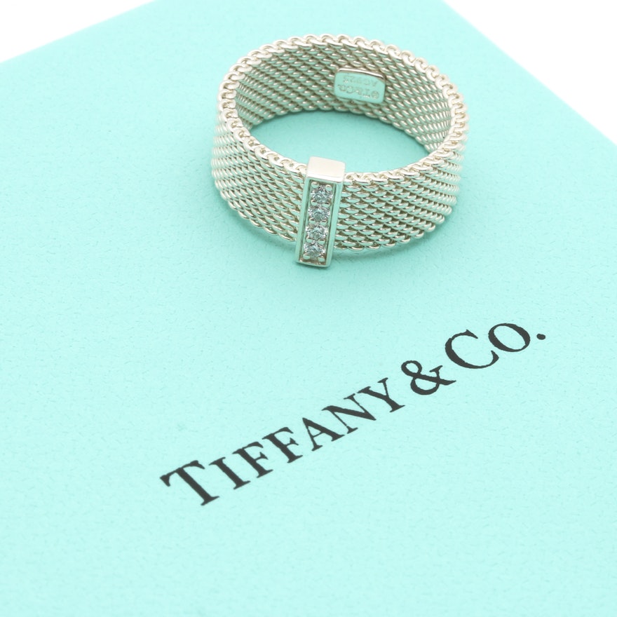 Tiffany & Co. "Somerset" Sterling Silver and Diamond Ring