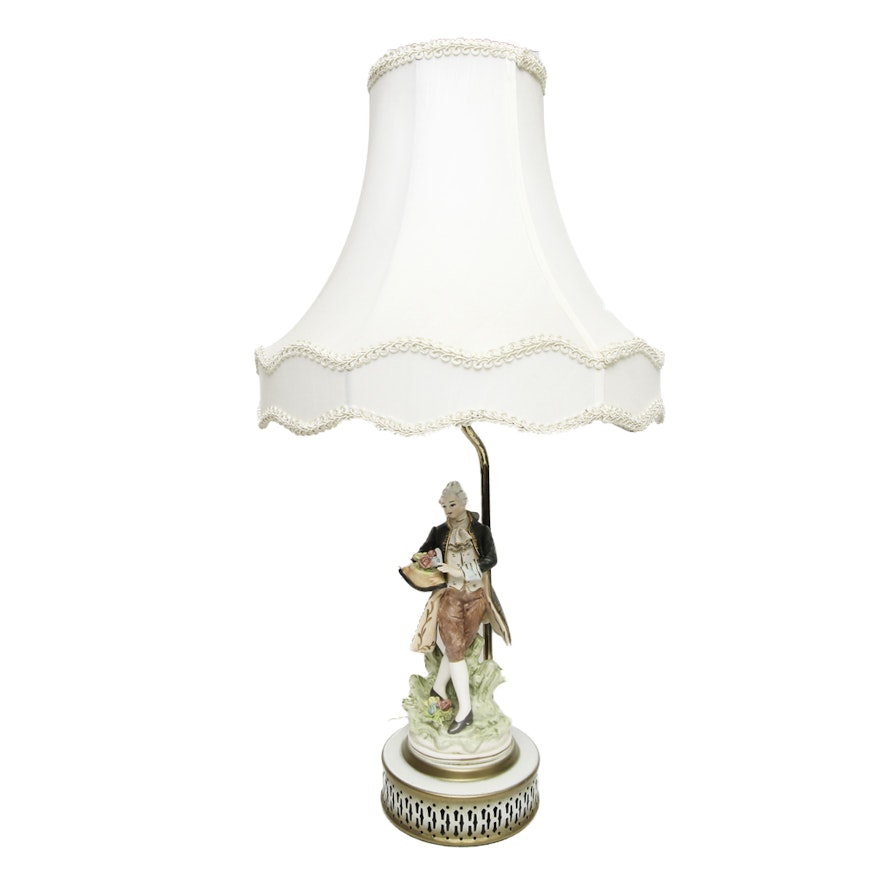 Table Lamp with Ceramic Figurine