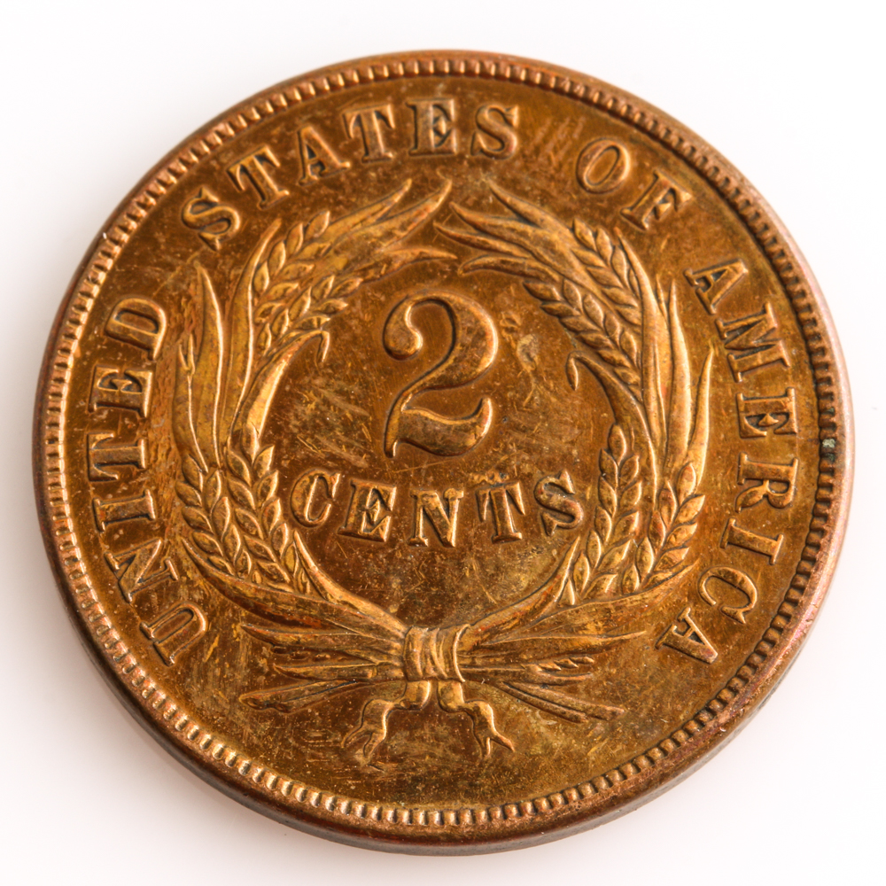 1869 Shield Two Cent Coin