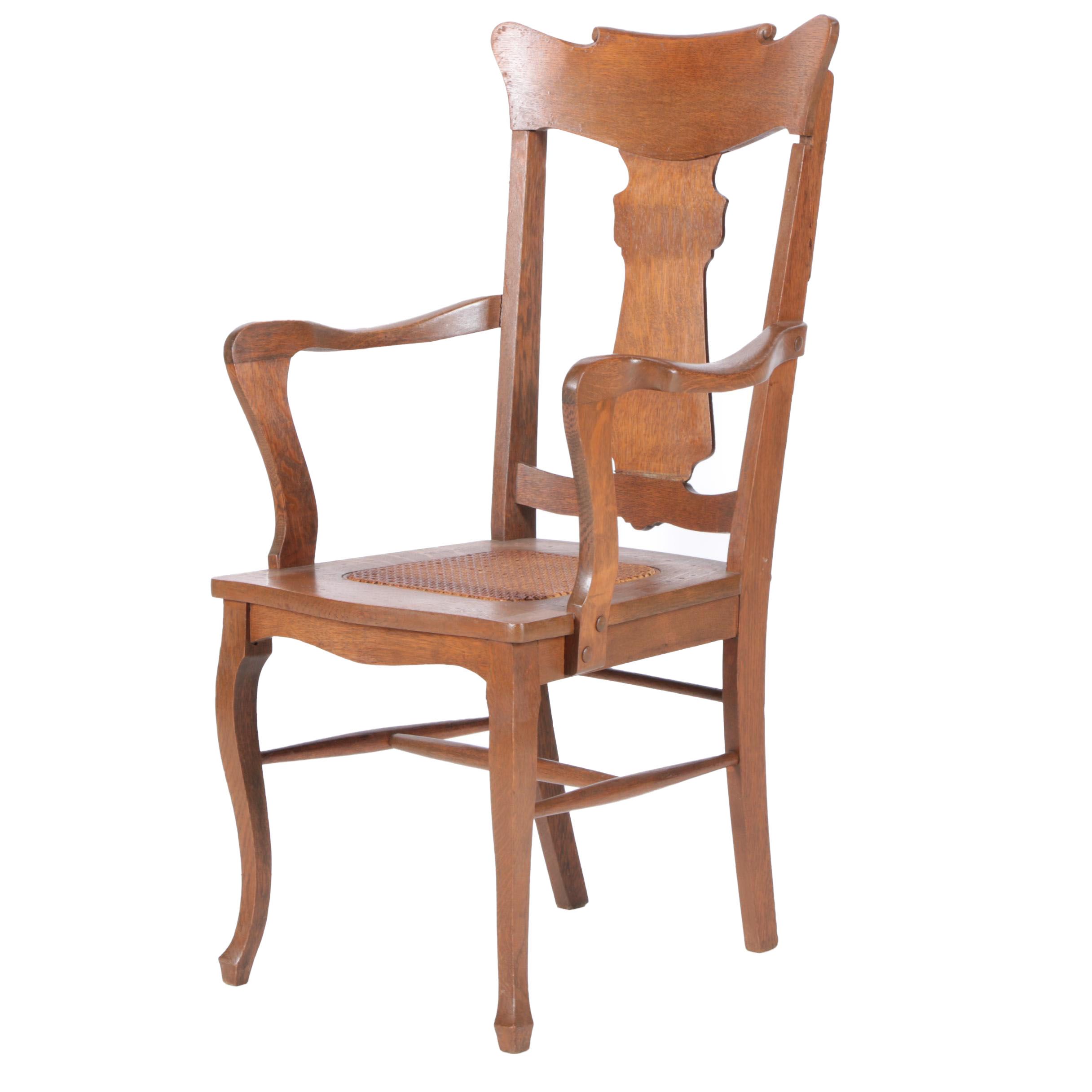 Rococo Revival Style Tiger Oak Armchair