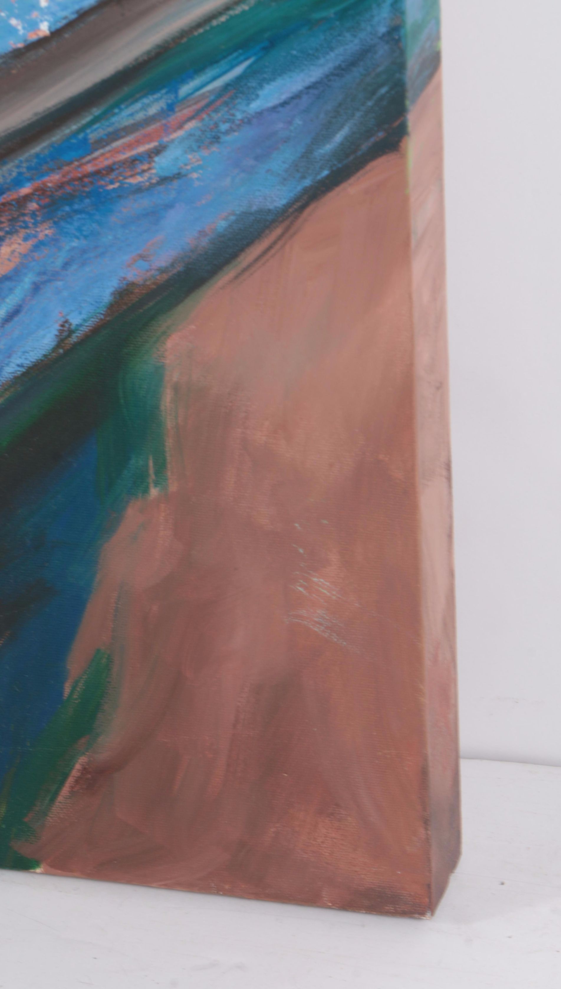 Acrylic Painting on Canvas of Flowers on a Bench