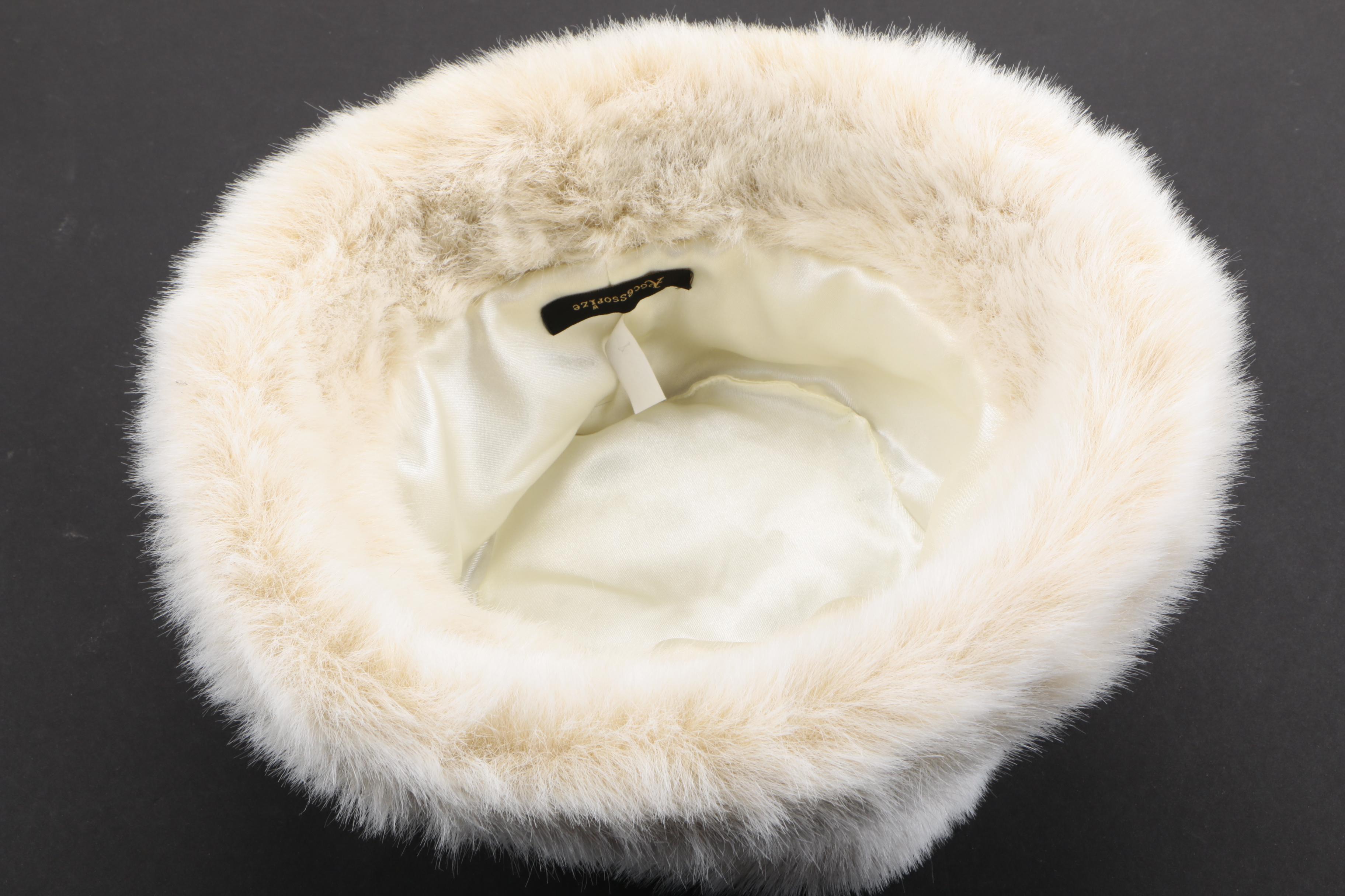 Women's Hats Including Mink Fur and Faux Fur Pieces