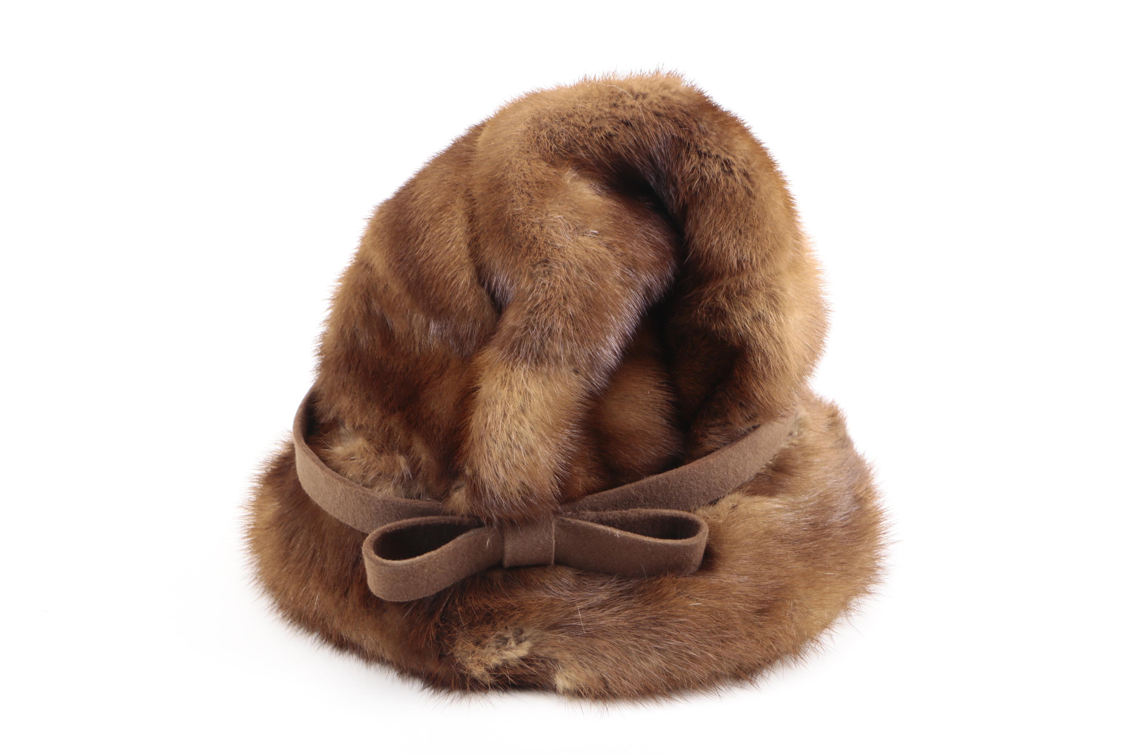 Women's Hats Including Mink Fur and Faux Fur Pieces