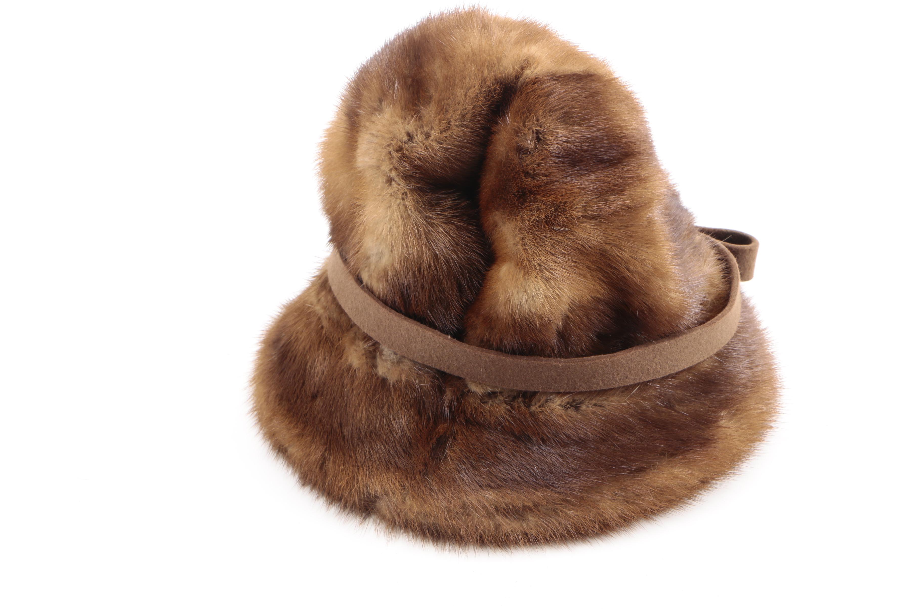 Women's Hats Including Mink Fur and Faux Fur Pieces