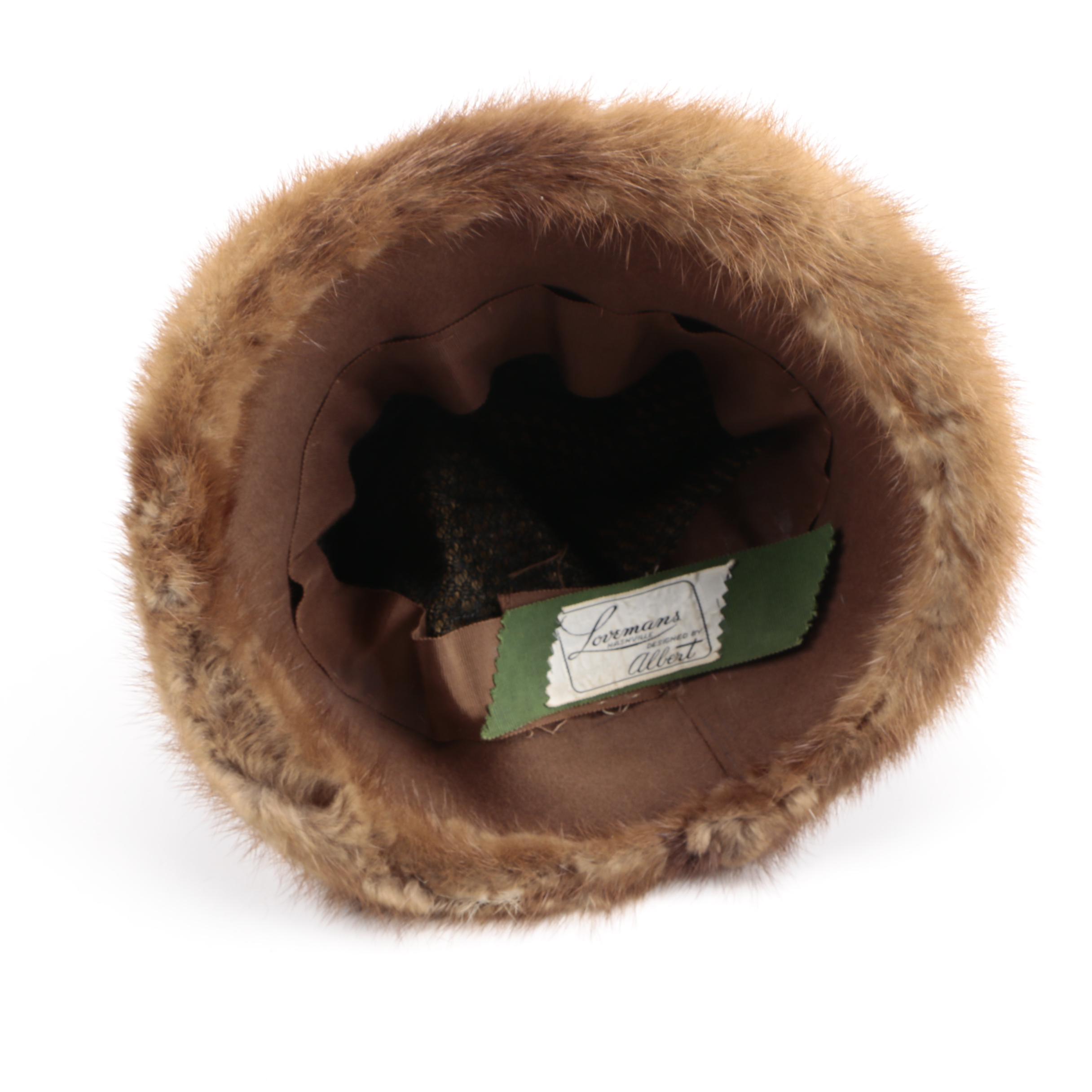 Women's Hats Including Mink Fur and Faux Fur Pieces