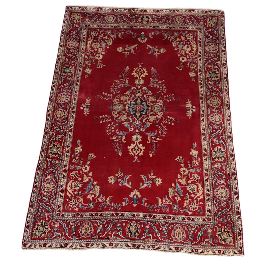 Hand-Knotted Persian Kerman Wool Area Rug