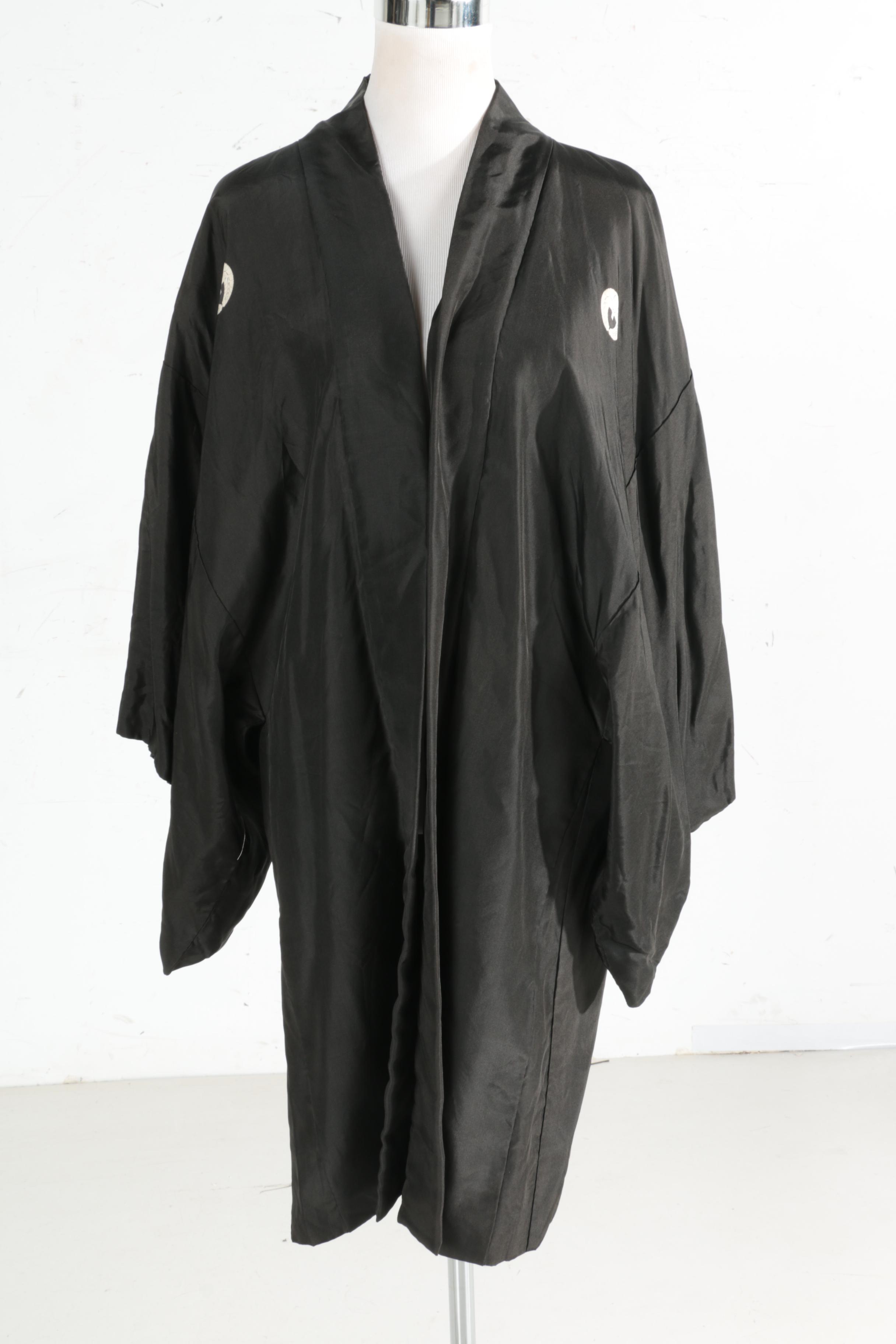 Asian Inspired Black Silk and Crepe Kimonos
