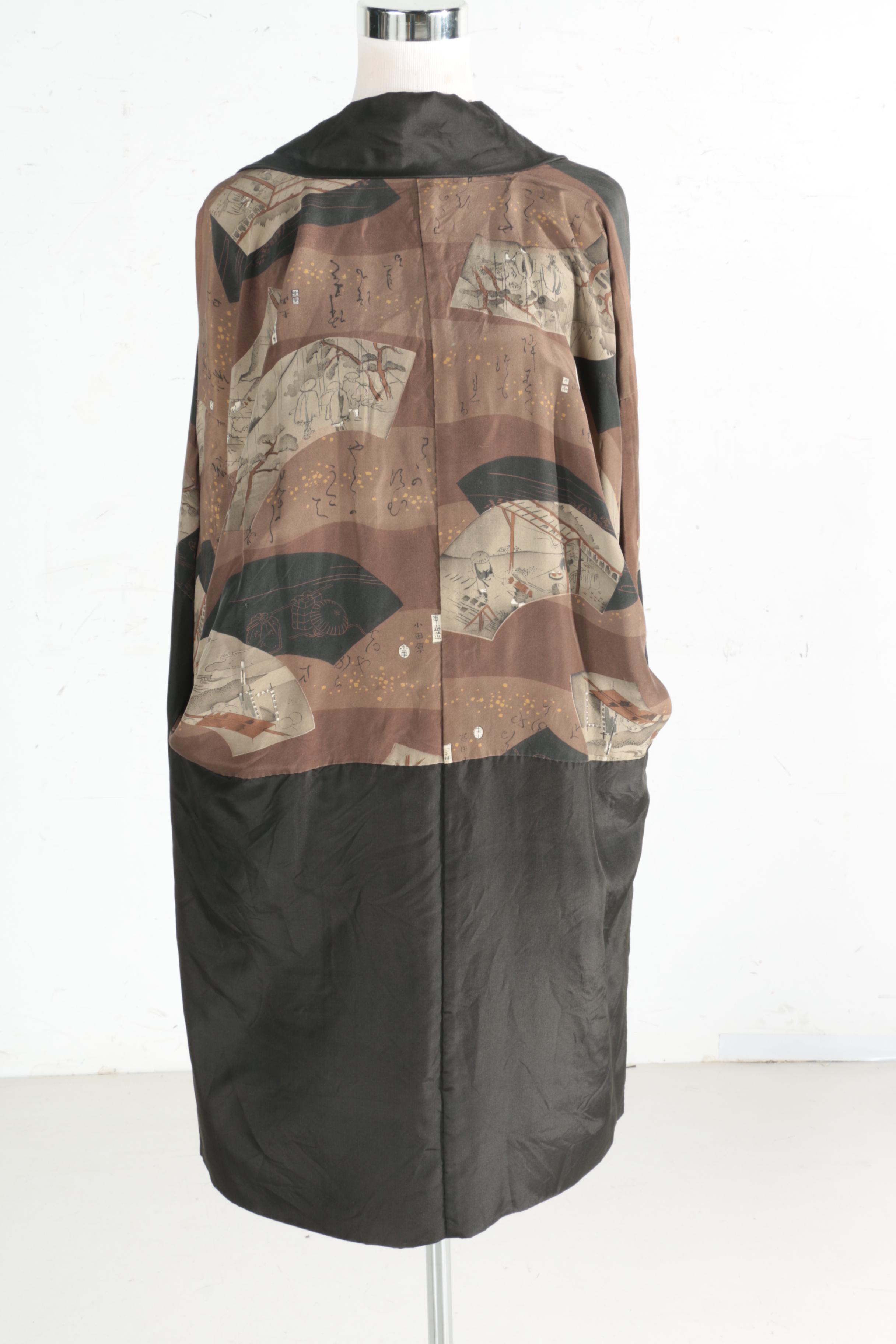 Asian Inspired Black Silk and Crepe Kimonos