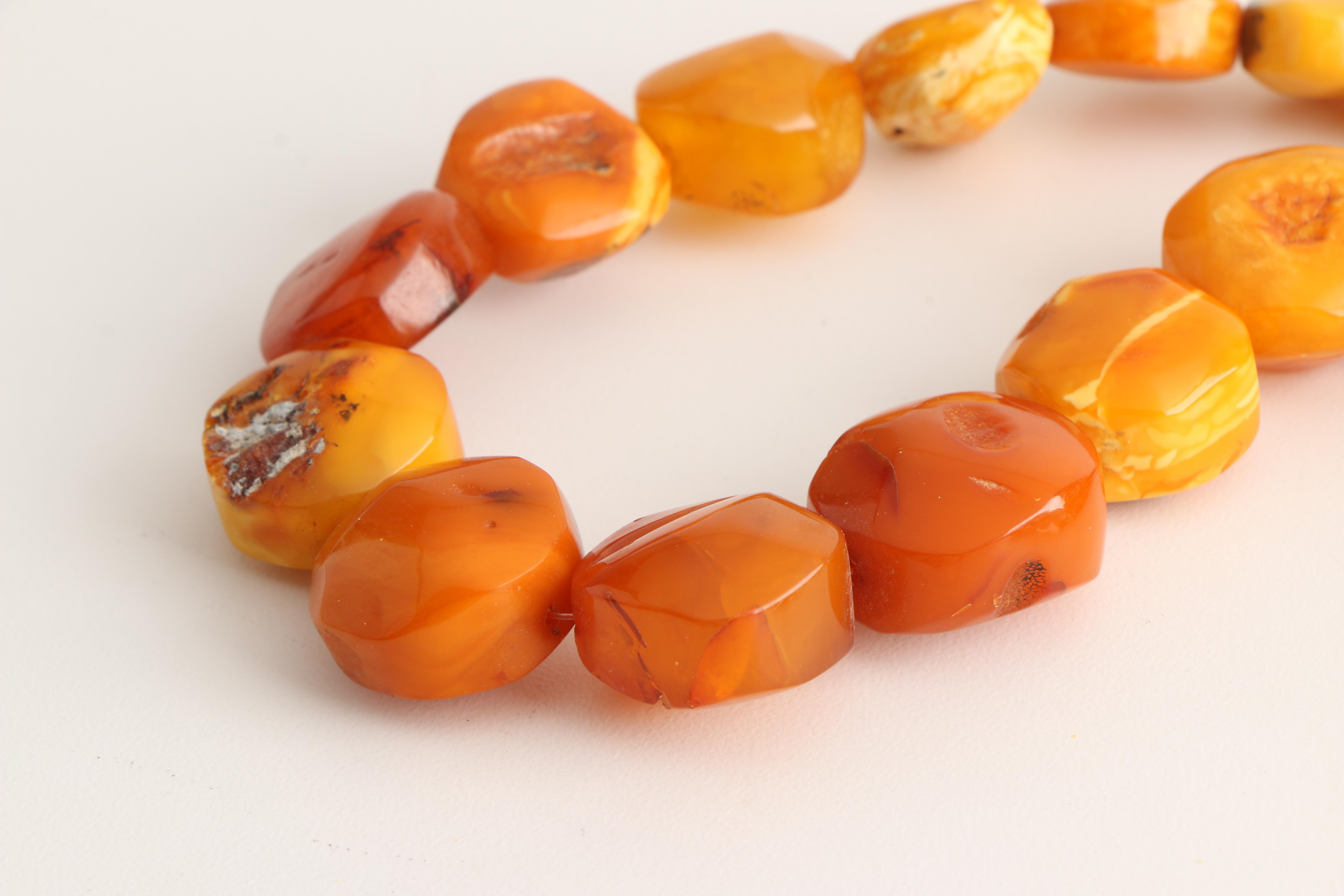 Beaded Mutton Fat Amber Necklace