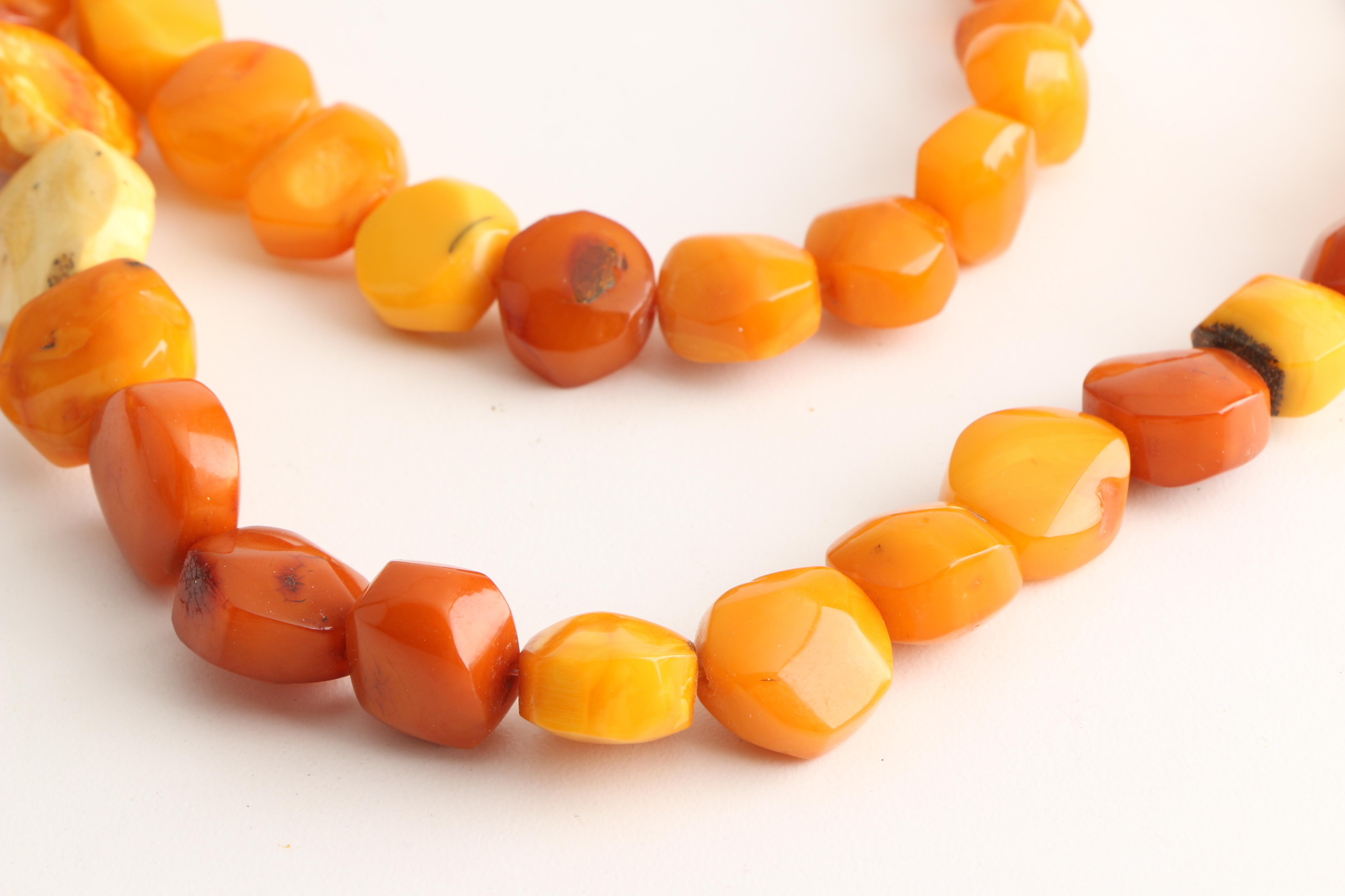 Beaded Mutton Fat Amber Necklace