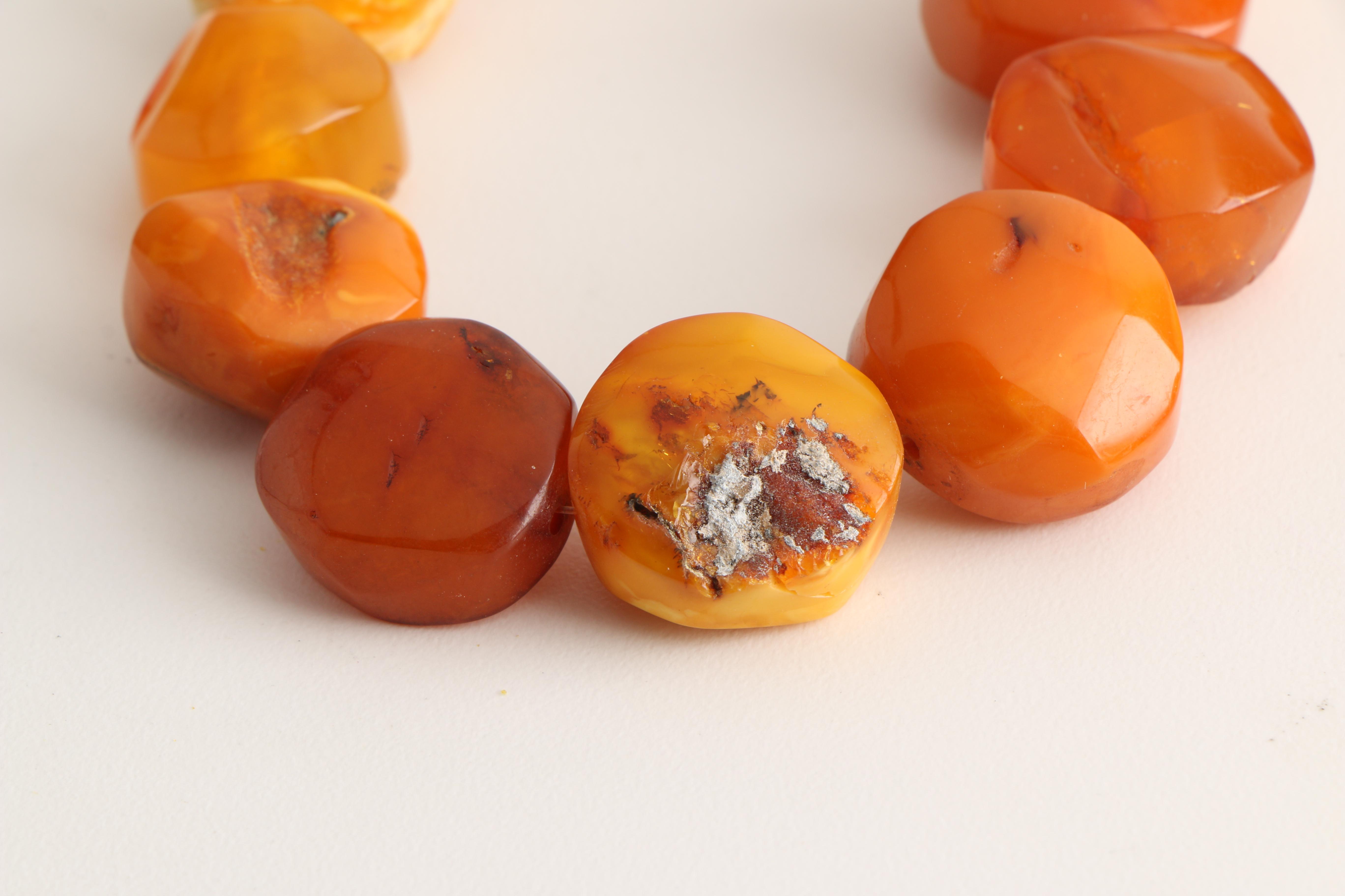 Beaded Mutton Fat Amber Necklace