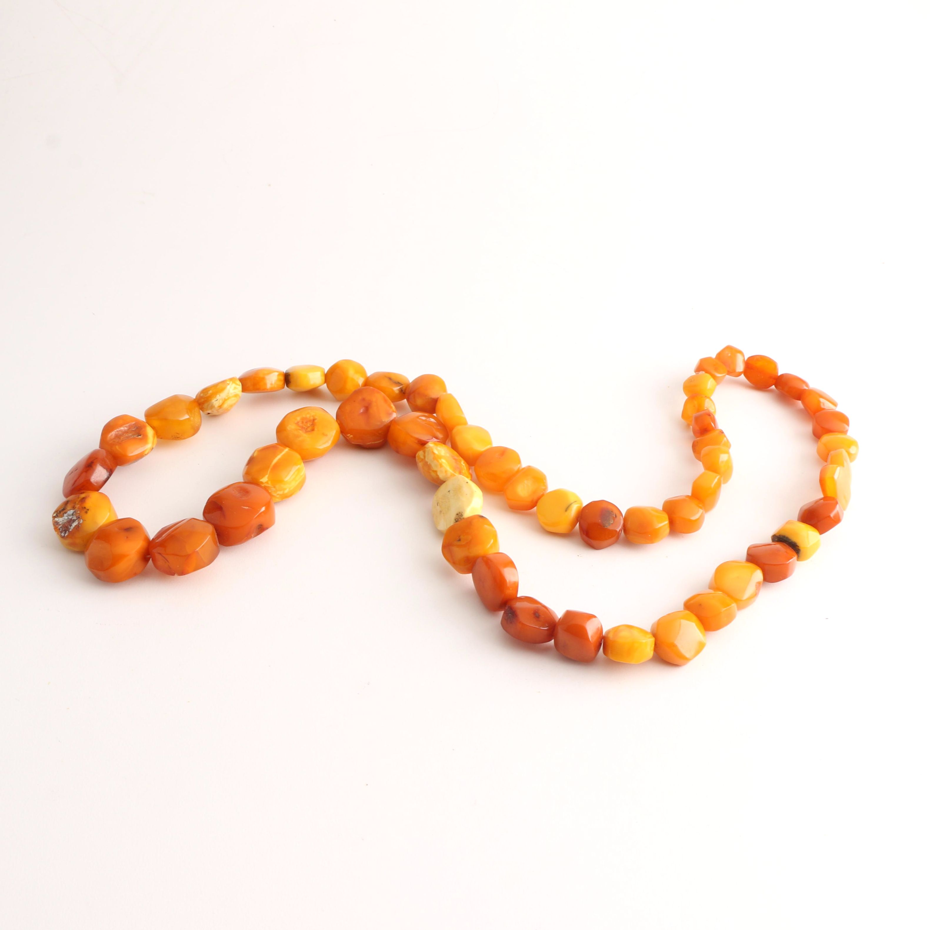 Beaded Mutton Fat Amber Necklace